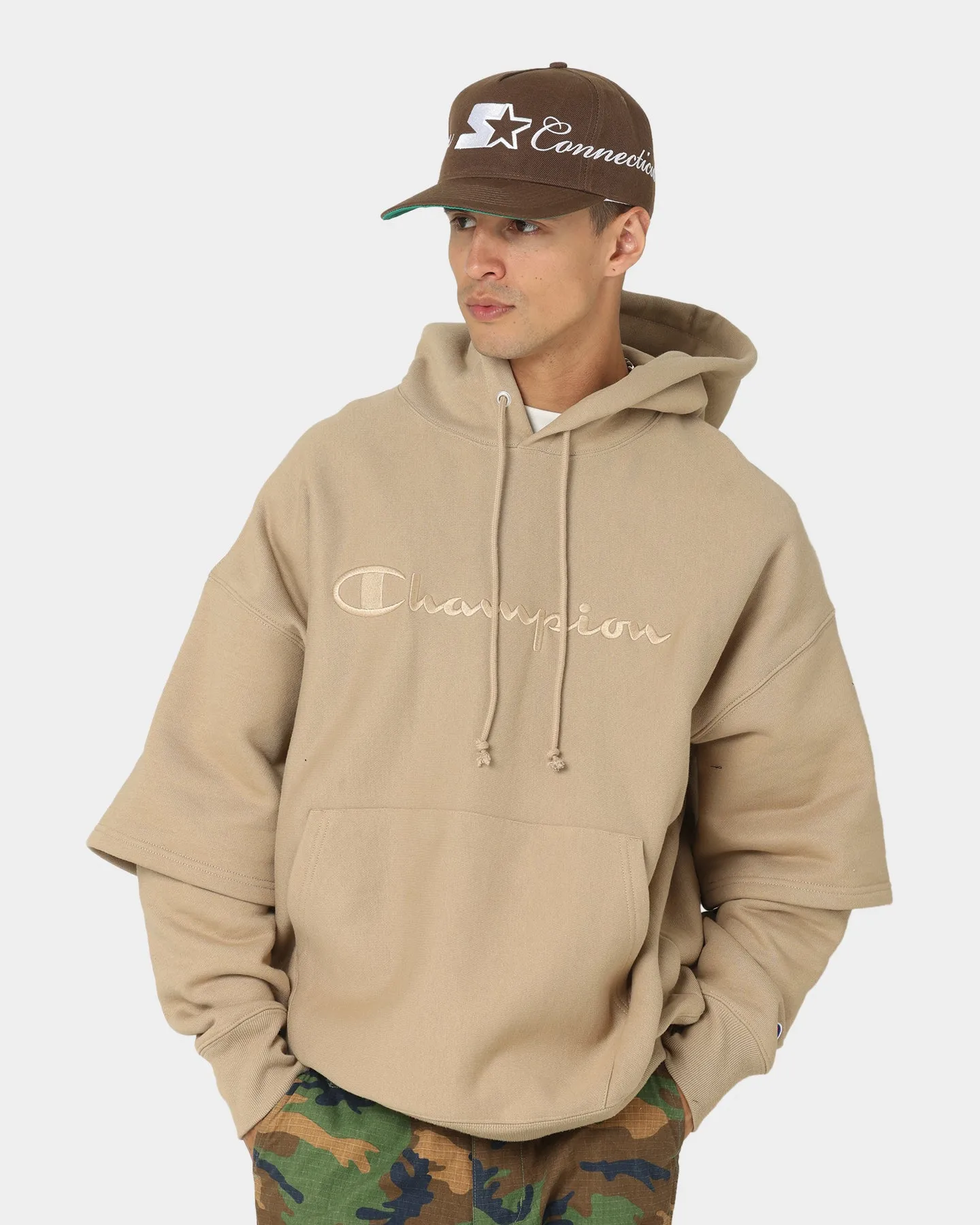 Champion Reverse Weave Double Layer Hoodie Country Walnut Flexible Mobility