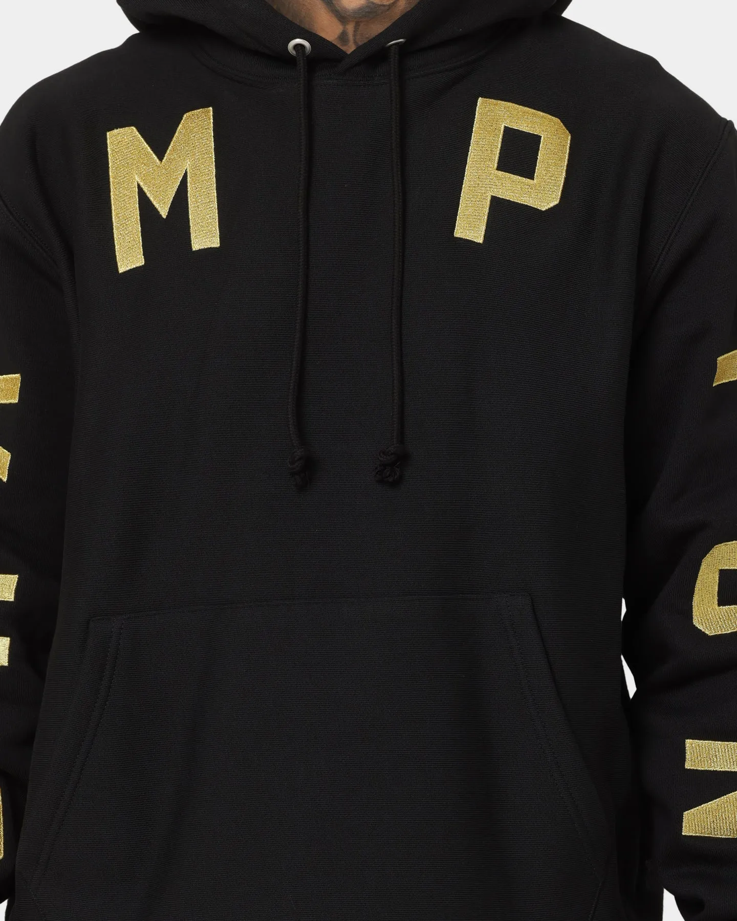 Champion Reverse Weave Large Arch Hoodie Black/Gold Mousse