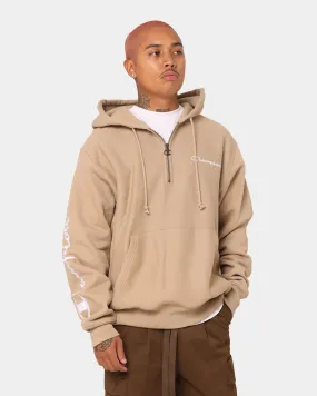 Champion Reverse Weave Quarter Zip Hoodie Country Walnut Airtight Storage Compartment Approach
