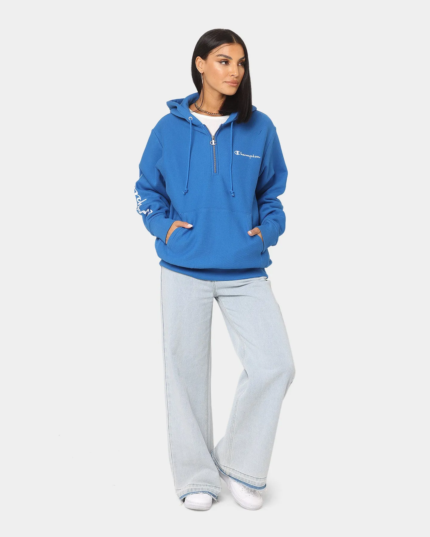 plus-size rainy Champion Reverse Weave Quarter Zip Hoodie Living In Blue