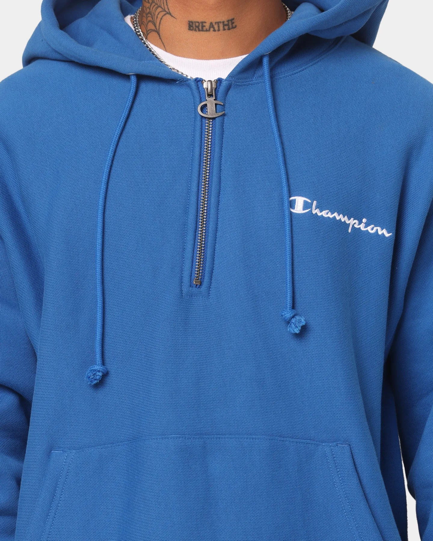 Travel Light Champion Reverse Weave Quarter Zip Hoodie Living In Blue