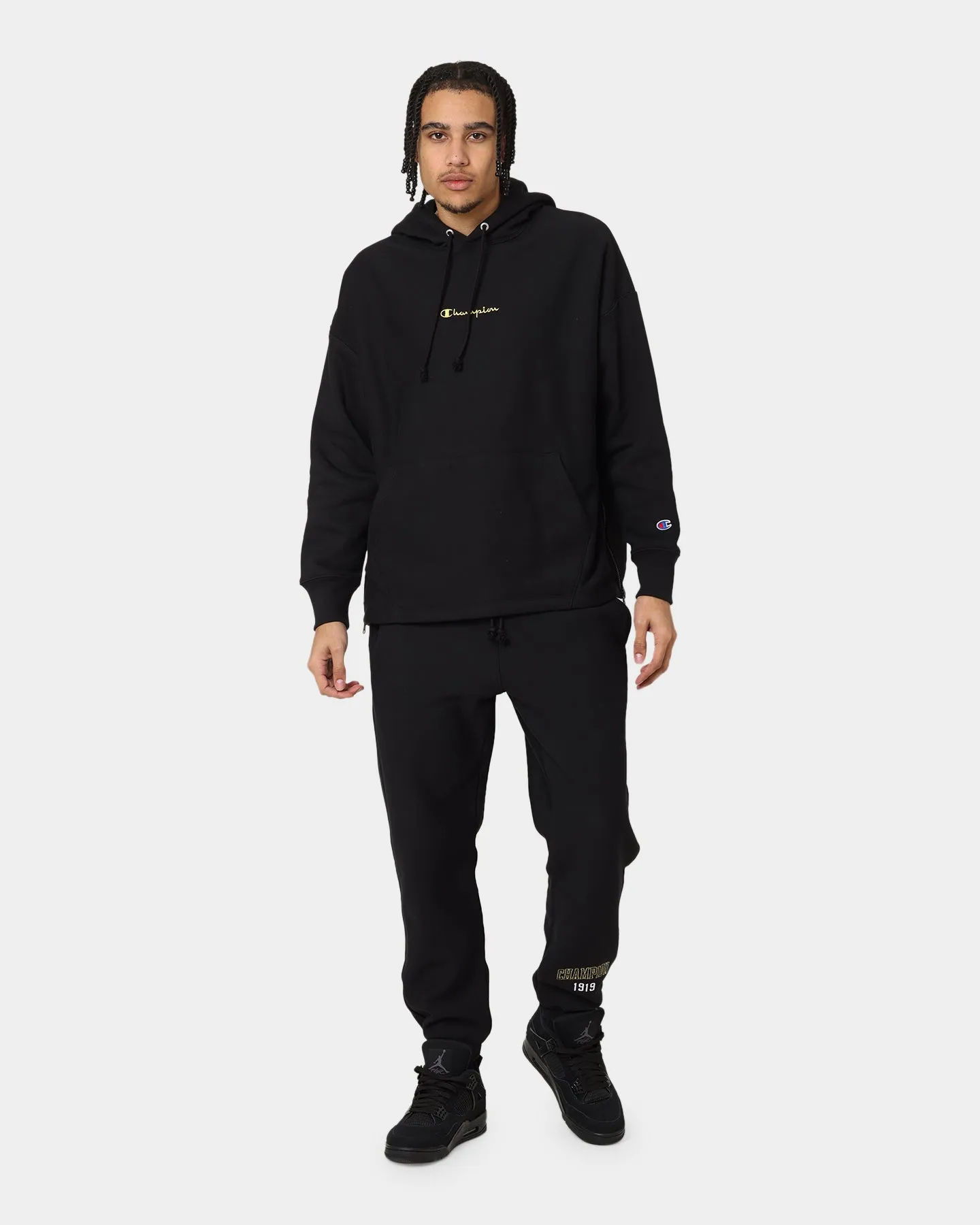 Champion Reverse Weave Relaxed Hem Zip Hoodie Black/Gold Surf