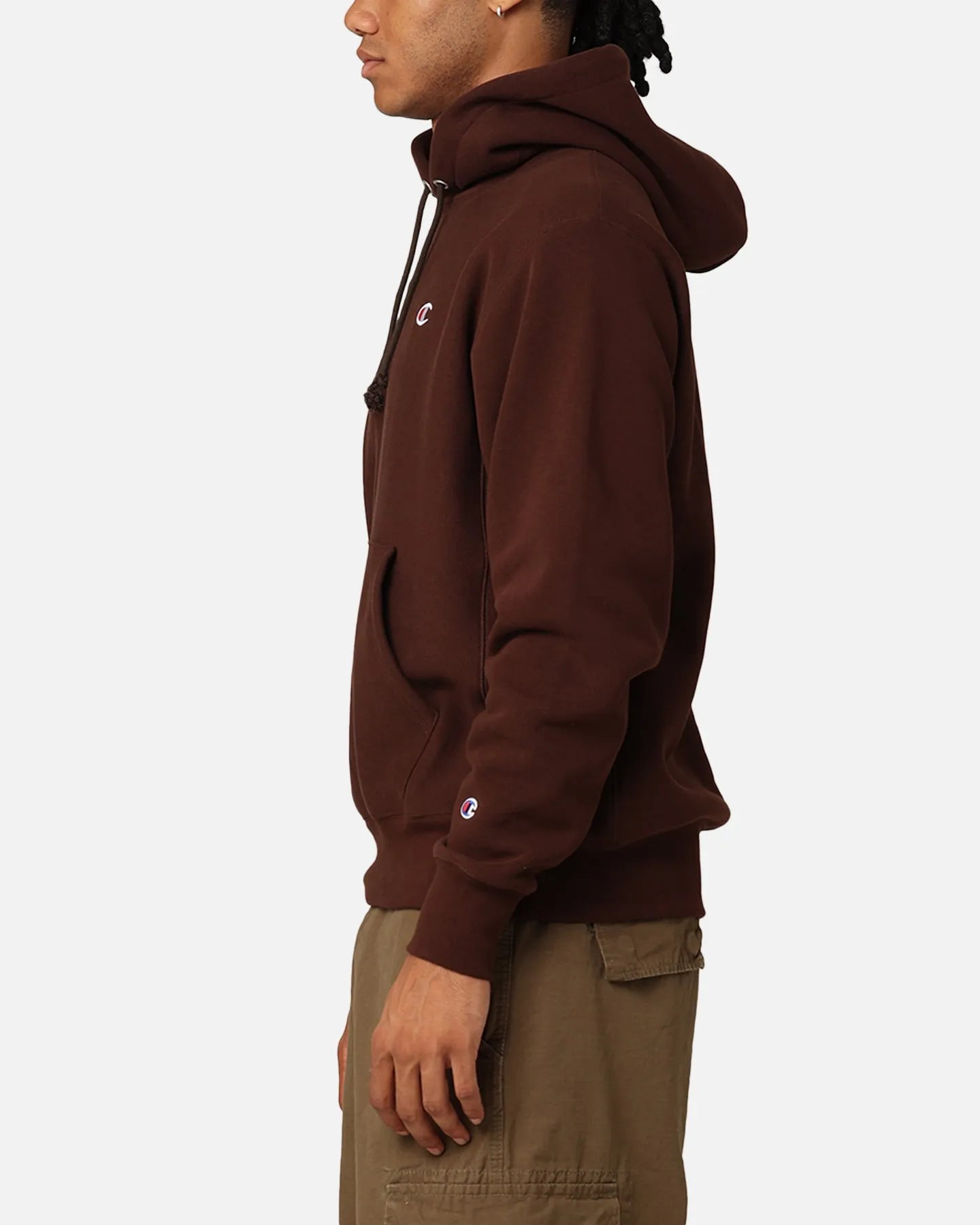 Champion Reverse Weave Small C Hoodie Brown shopping