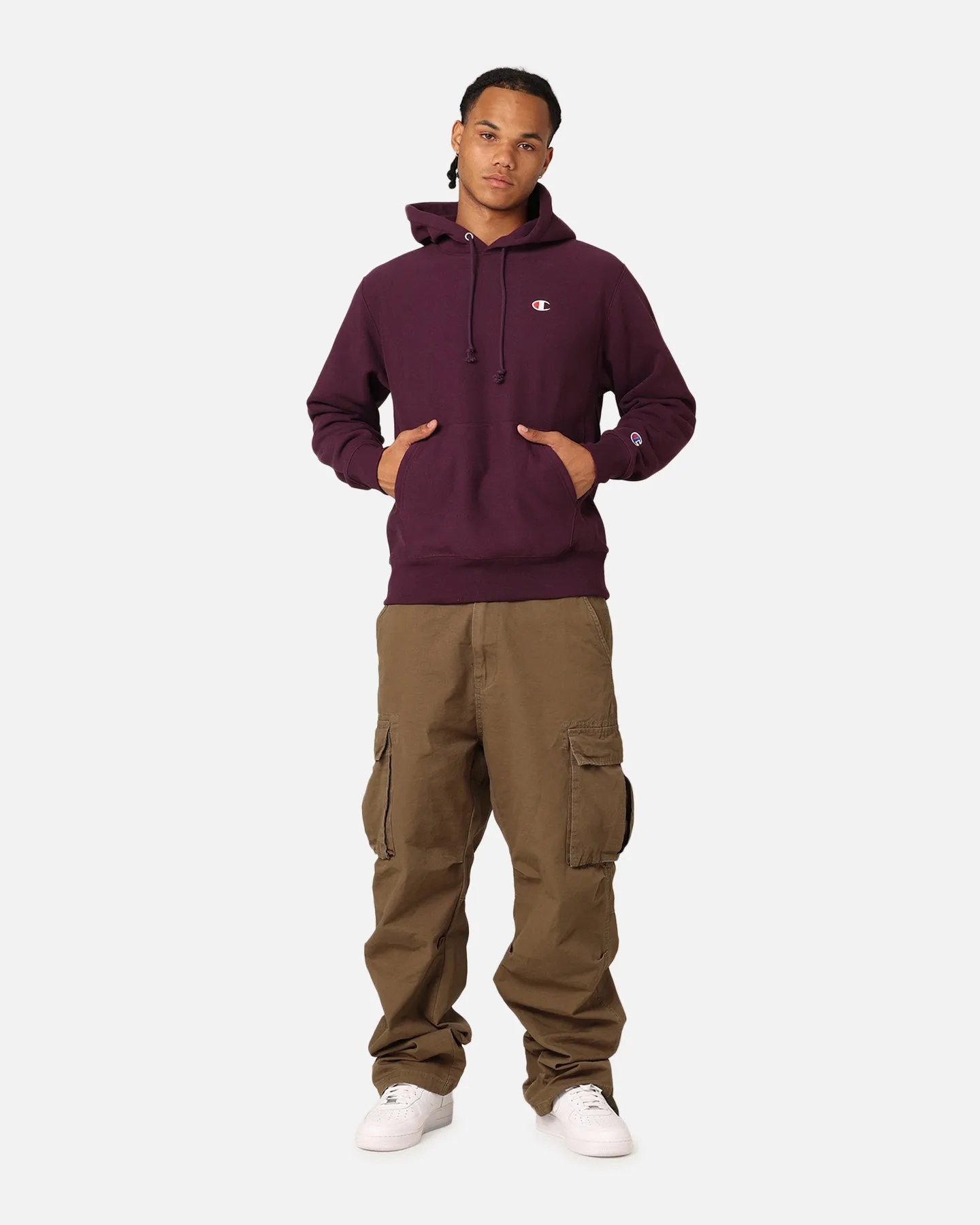 Champion Reverse Weave Small C Hoodie Fake Empire Full Length Zipper