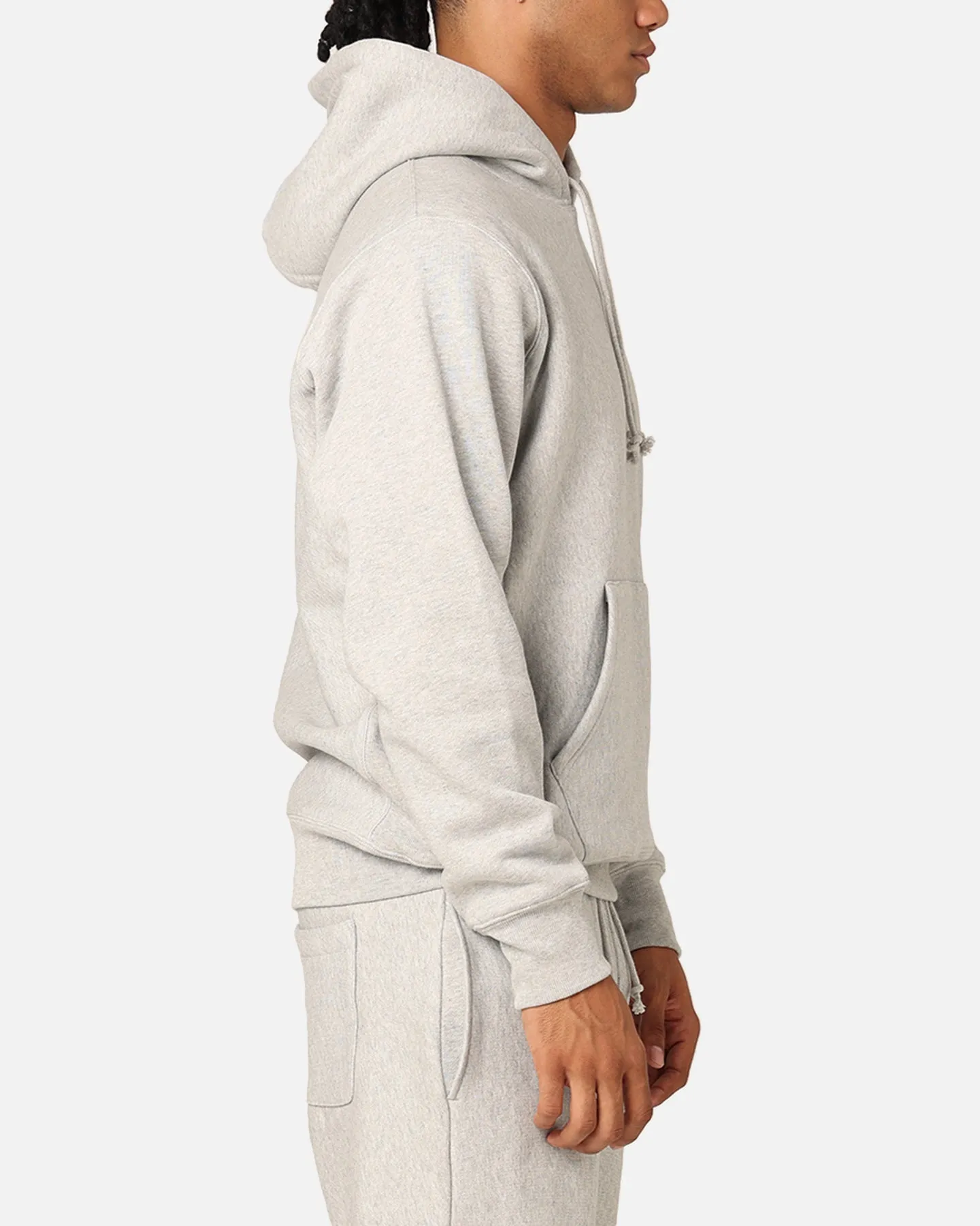 Champion Reverse Weave Small C Hoodie Oxford Heather Noise Free Movement