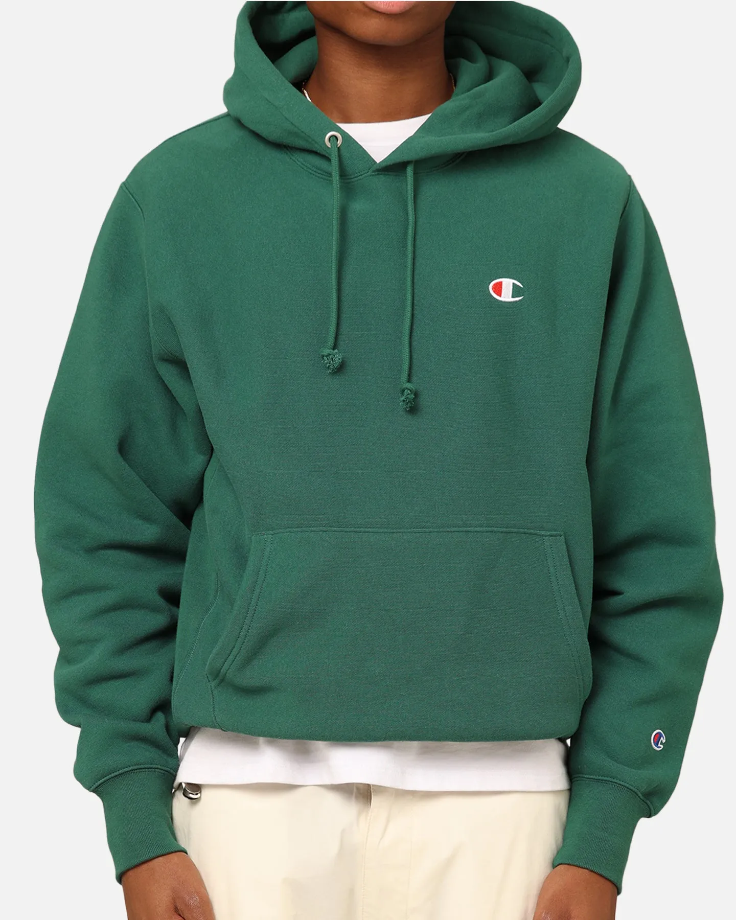 Champion Reverse Weave Small C Hoodie Spruce Willis Stain Resistant