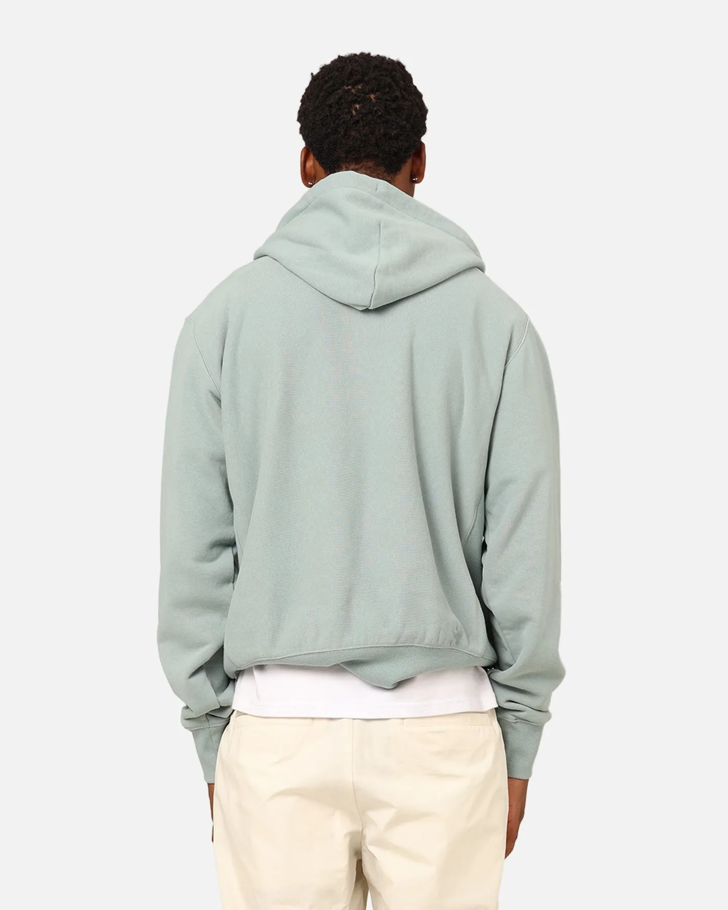 Champion Reverse Weave Terry Hoodie Sage Shimmer Green Noise Free Material