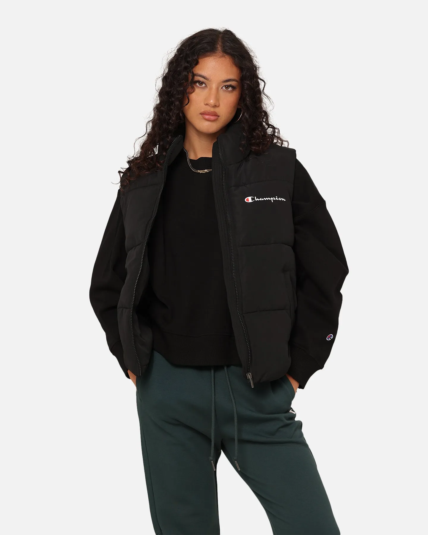 Champion Women's Rochester Puffer Vest Black single layer