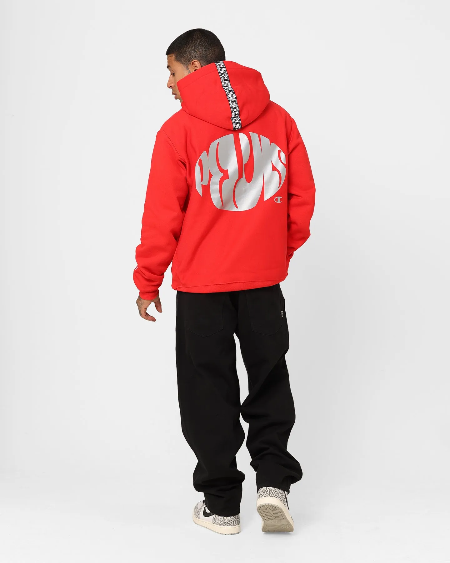 Champion X Pelvis Reverse Weave Hoodie Team Red Scarlet Plus Size Esteem