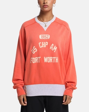All Day Comfort Fit Trendy Layer Champion 50's Saddle Crew Sweatshirt Team Red Scarlet