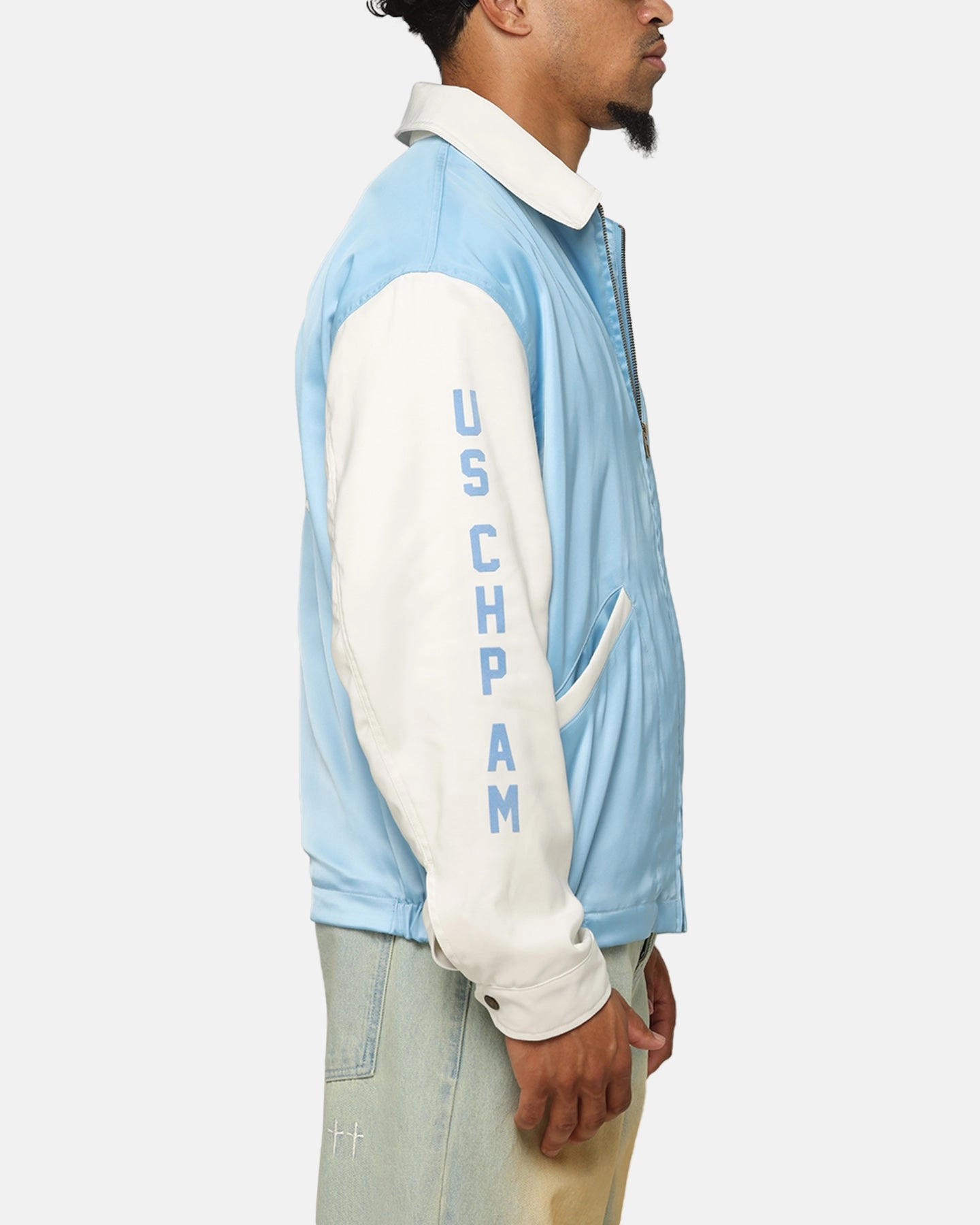 Champion 50's Team Captain Jacket Pale Blue Ventilated Back