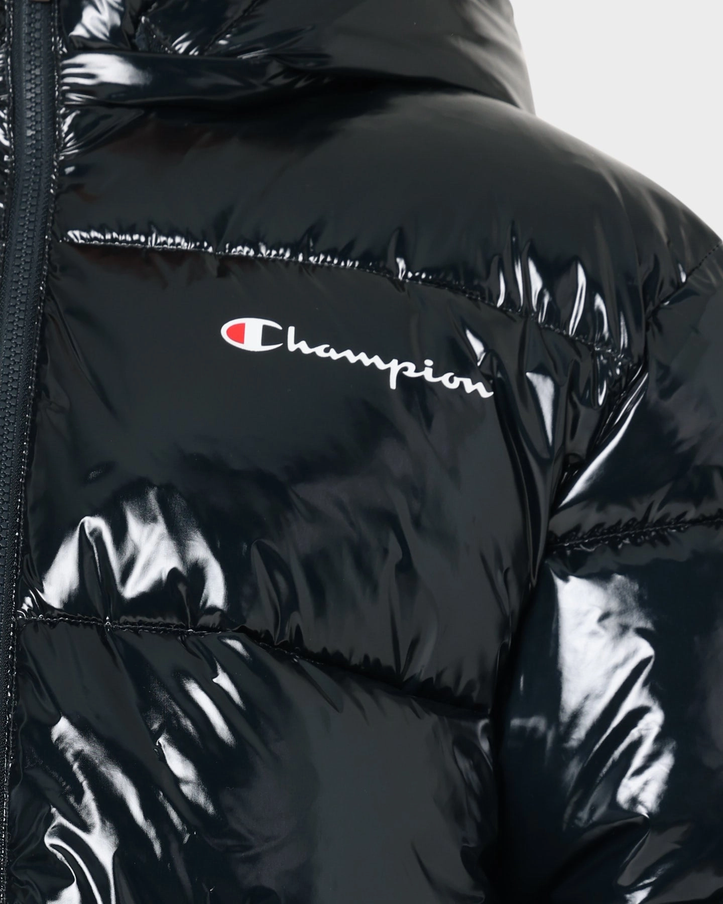 Articulated Seams Active Layer Champion High Shine Puffer Jacket Black