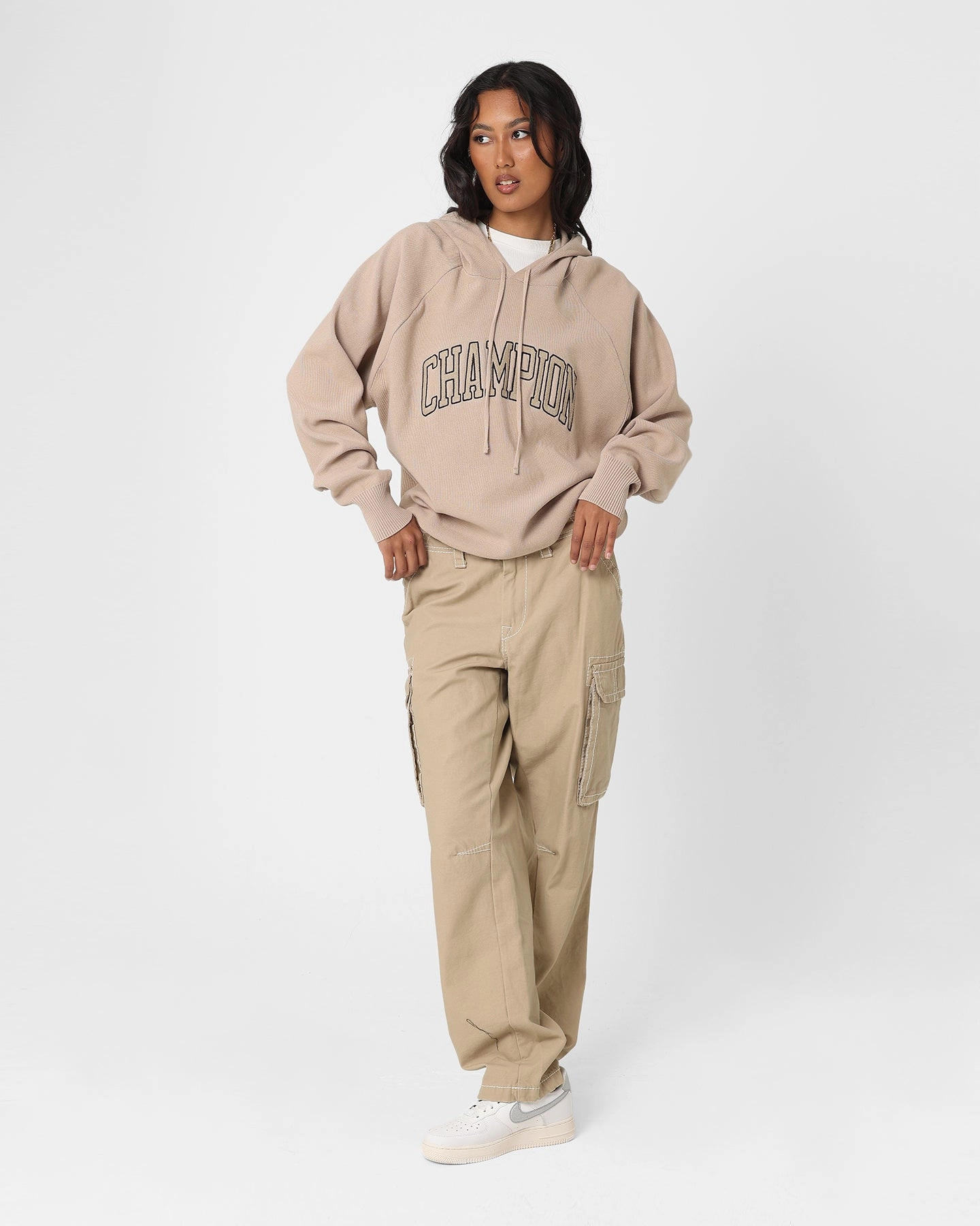 Refresh Bonded Seam Technology Champion LFS Knitted Hoodie Cafe Latte