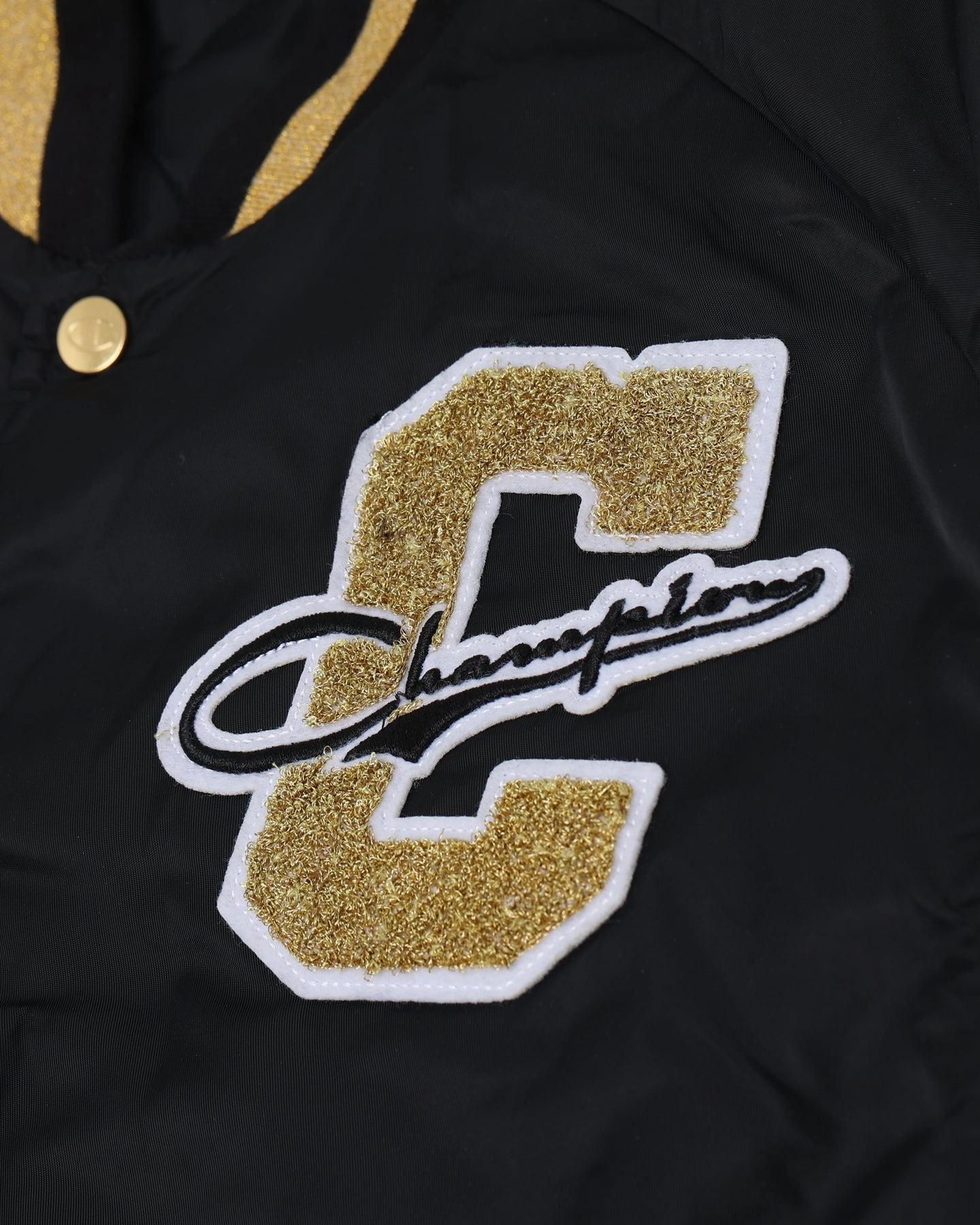 Champion LFS Letterman Jacket Black/Gold Suggest Cold Shield