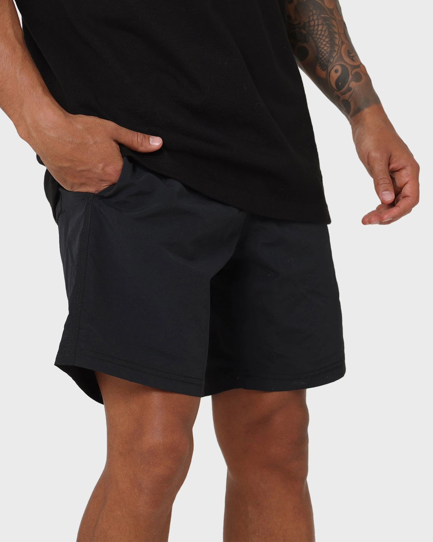 Champion LFS Nylon Shorts Black/Gold Flatlock Seam Technology