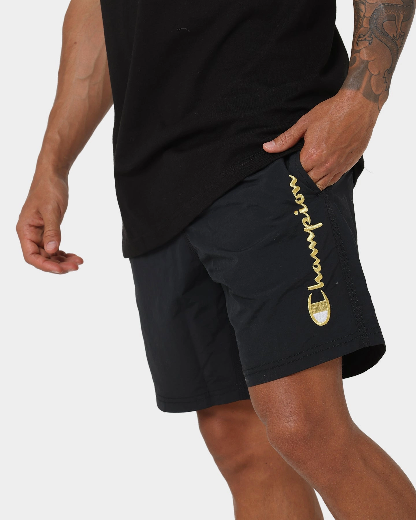 Gift Idea High-End Quality Champion LFS Nylon Shorts Black/Gold