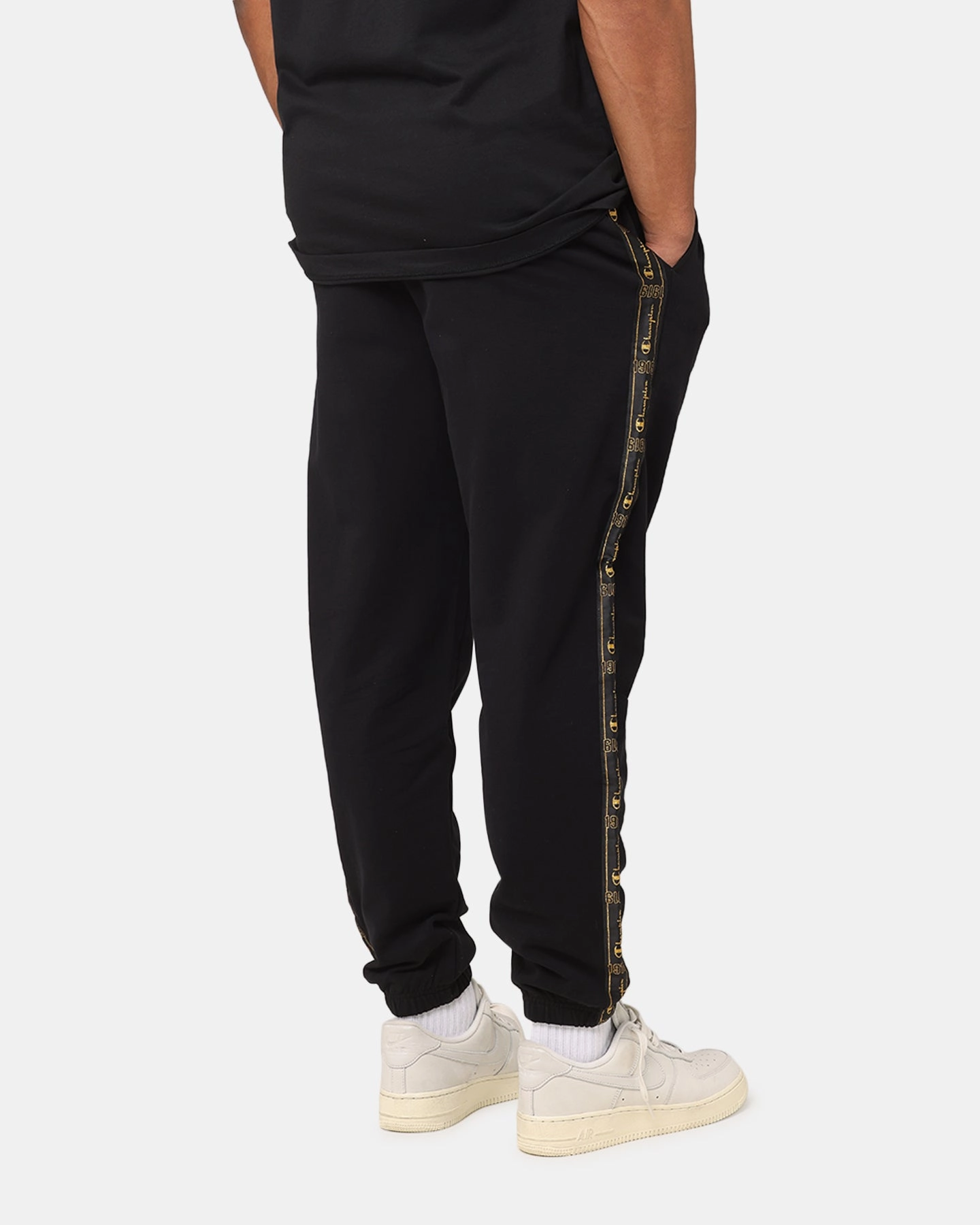 Stretchy Material Champion Lux Taping Joggers Black