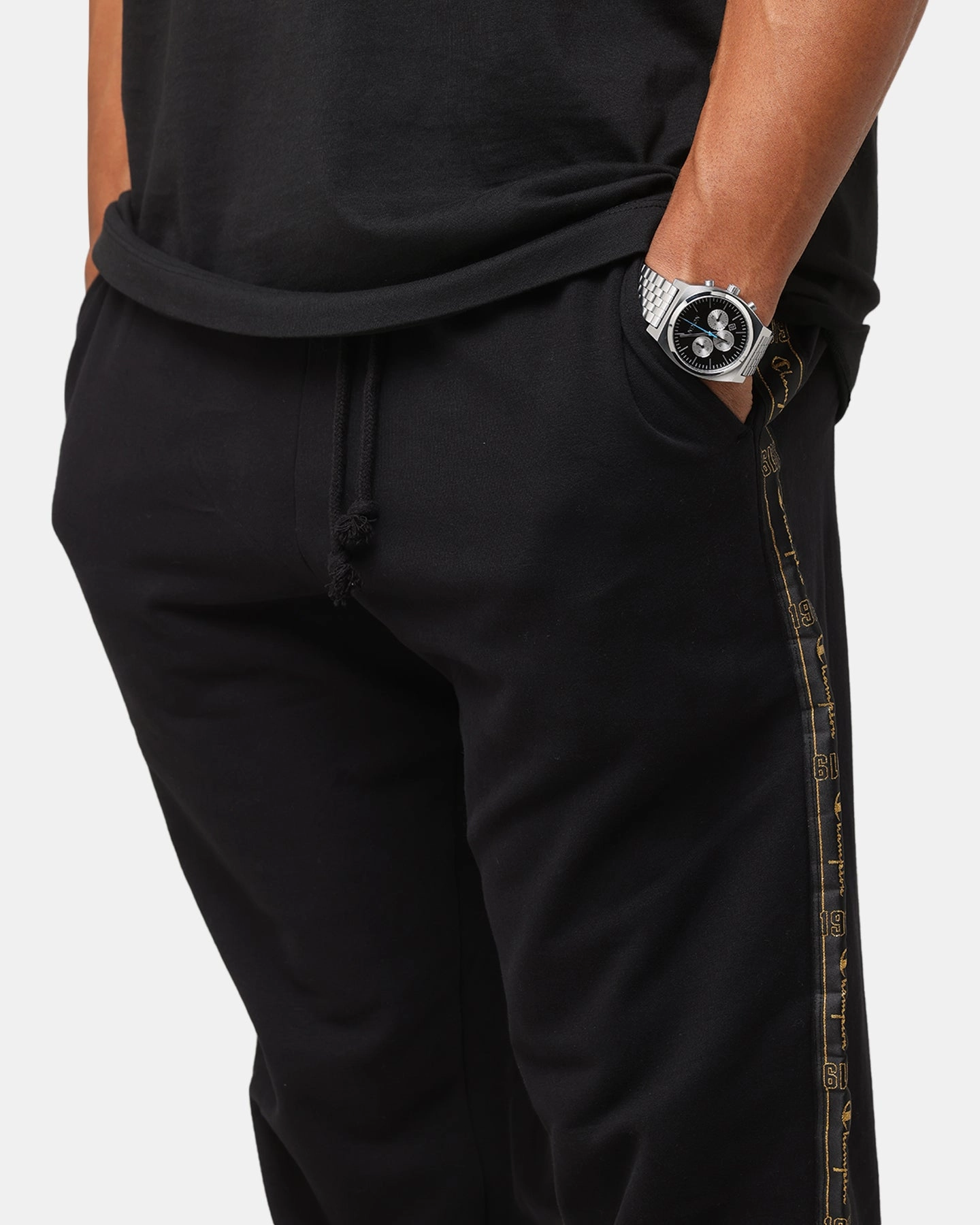 Champion Lux Taping Joggers Black Comfortable Look
