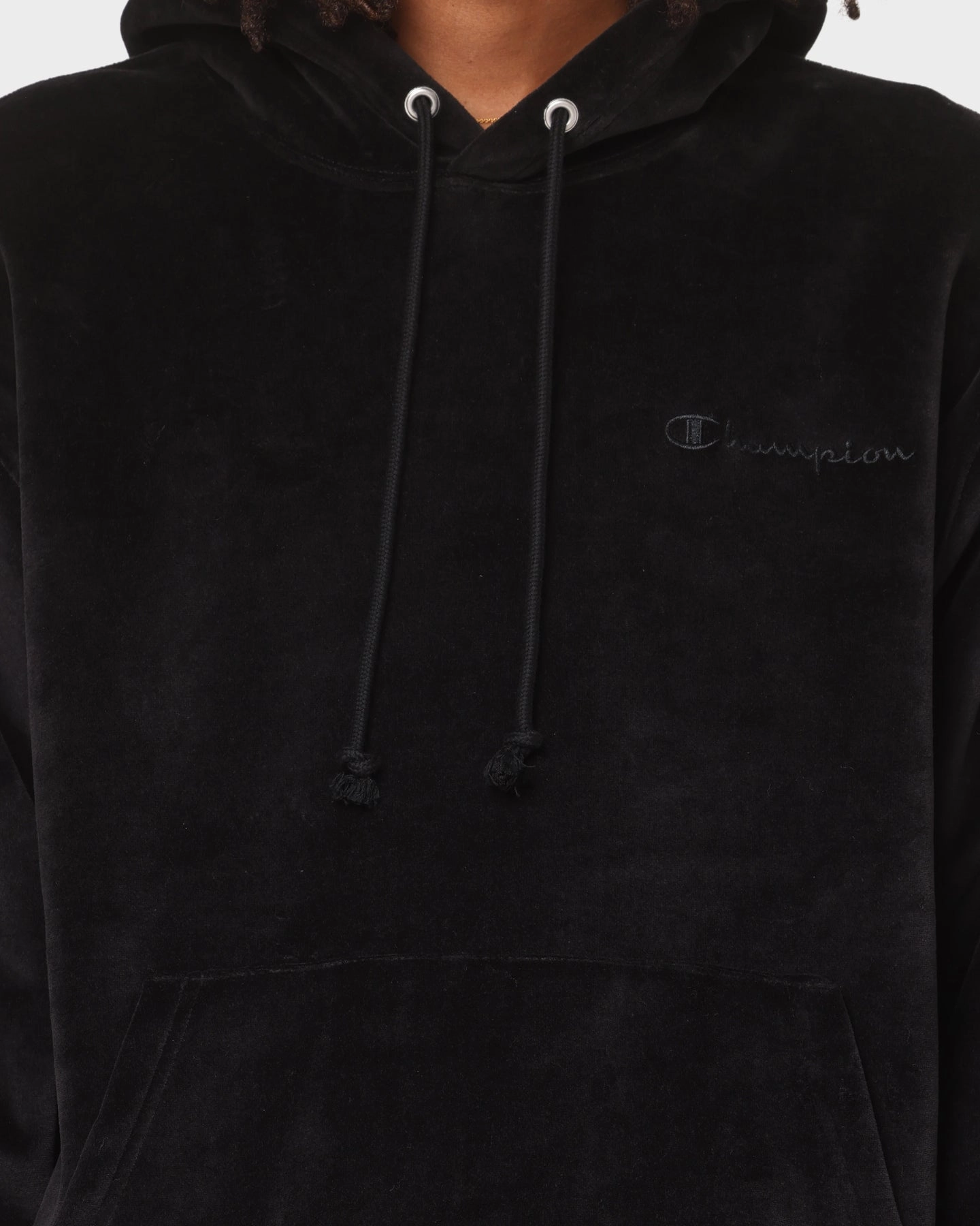 label Champion RB Velour Hoodie Black