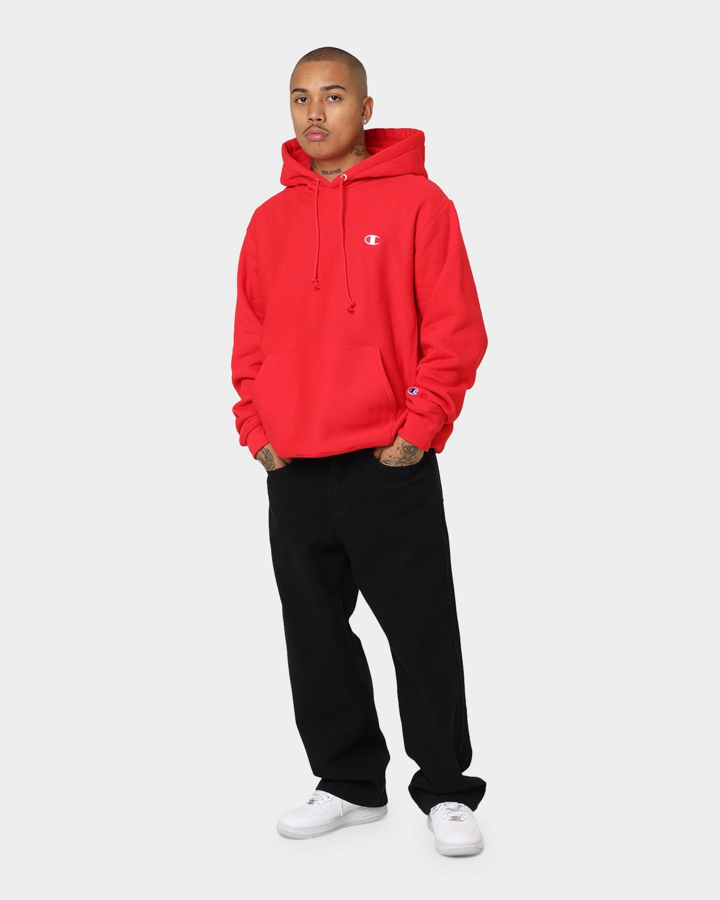 Plush Feel Washable Champion Rev Weave Hoodie Red
