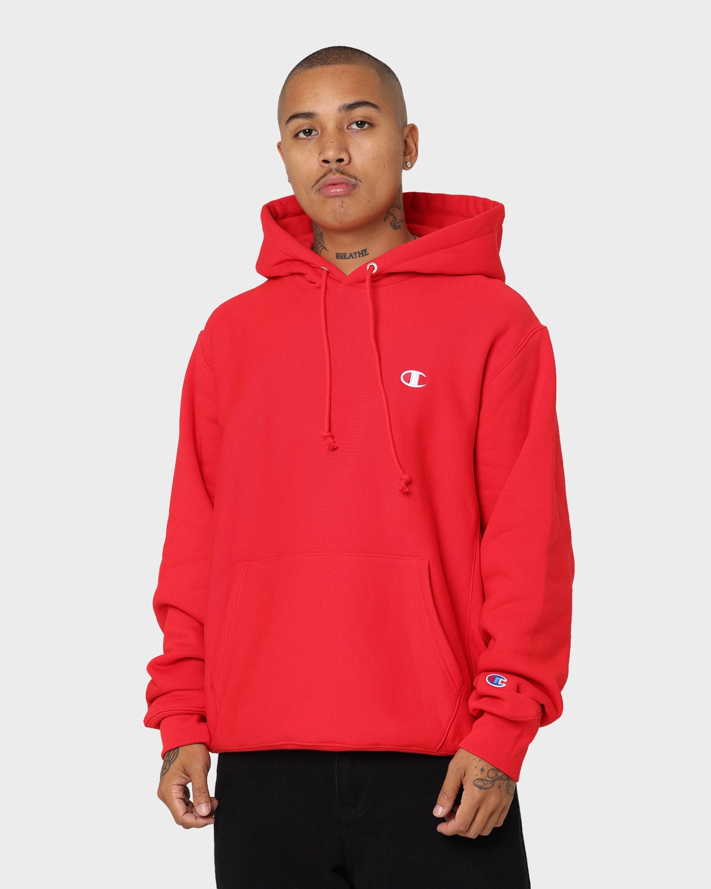 Streetwear Style Champion Rev Weave Hoodie Red