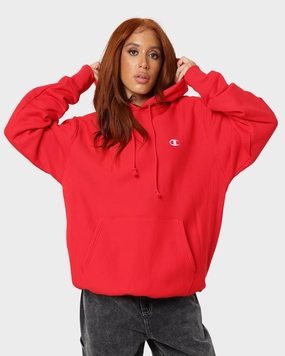 Champion Rev Weave Hoodie Red Warm Weasel like