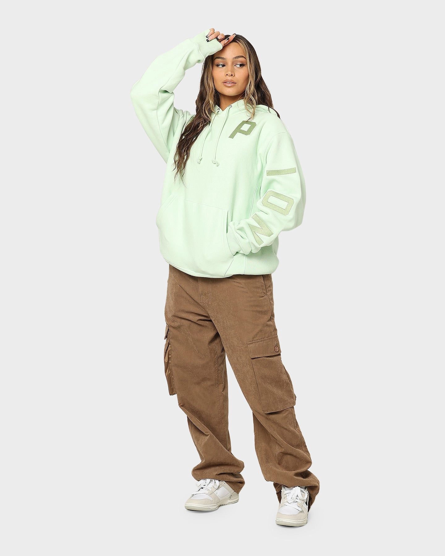 Champion Reverse Weave Arch Logo Hoodie Tuft Green challenge suitable for offline stores