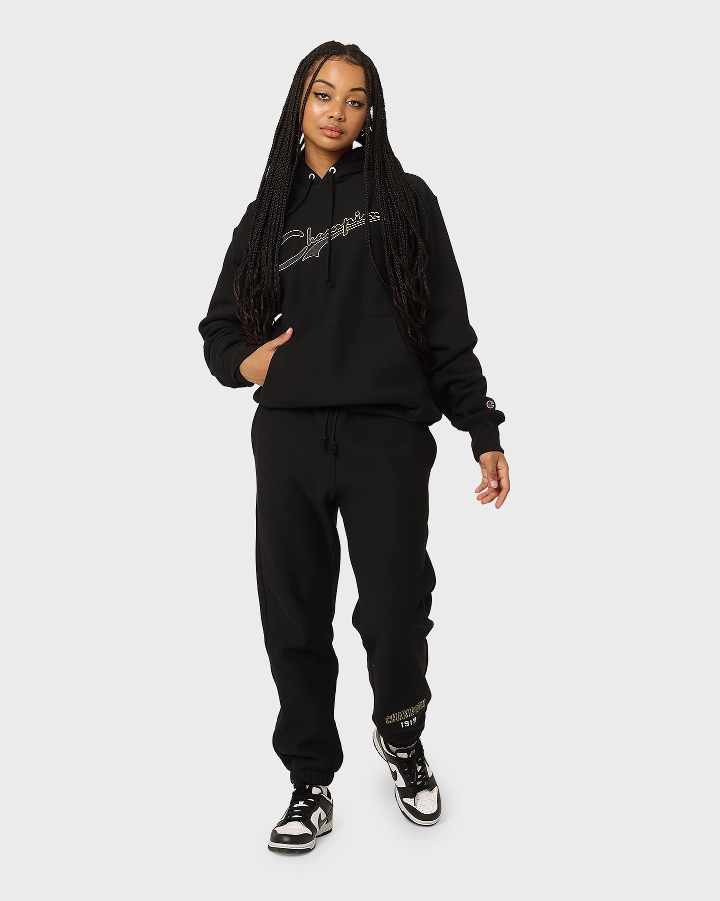 Upgrade Champion Reverse Weave Archive Script Hoodie Black/Gold