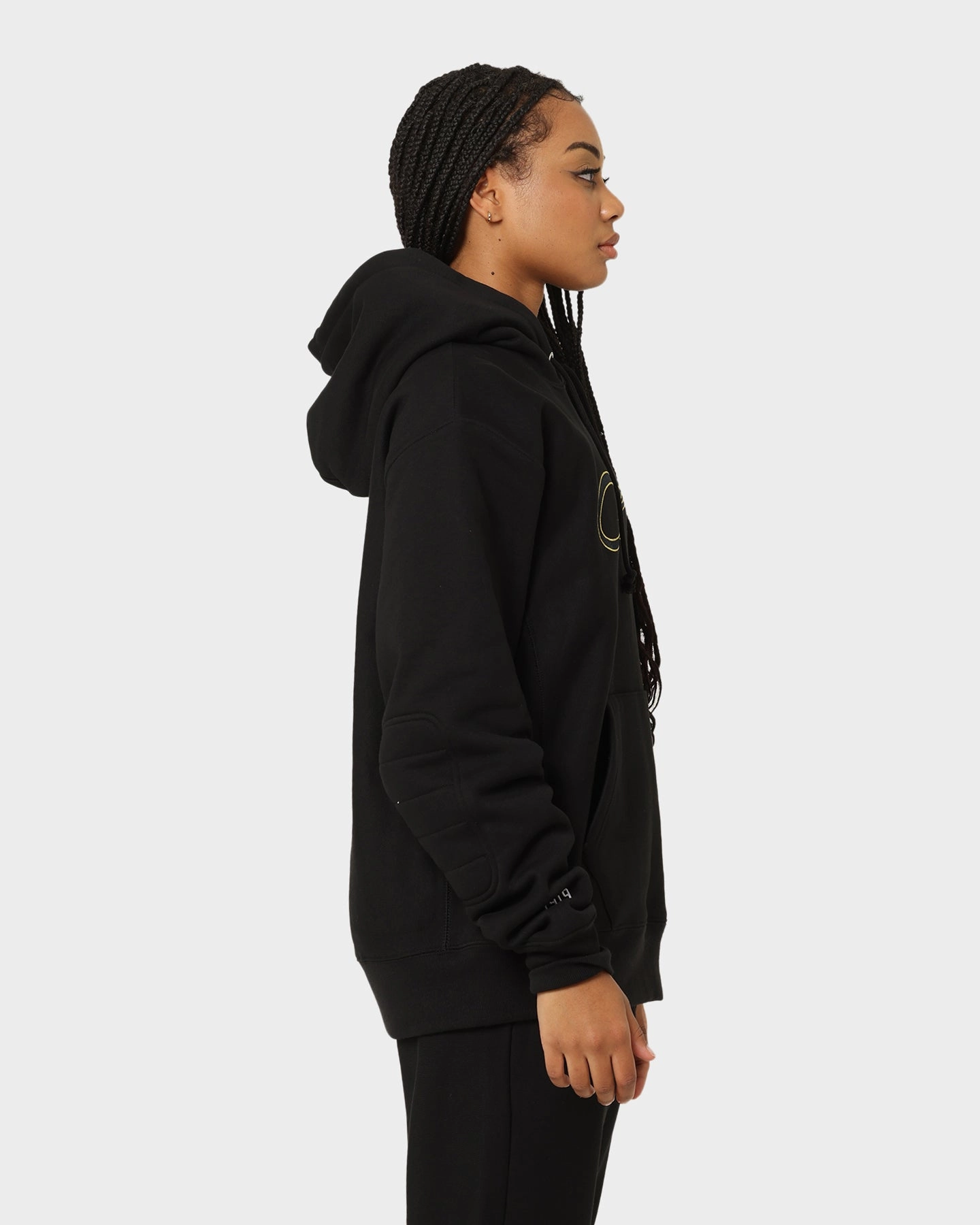 FleeceBacking UltraLight Packable Design Champion Reverse Weave Archive Script Hoodie Black/Gold