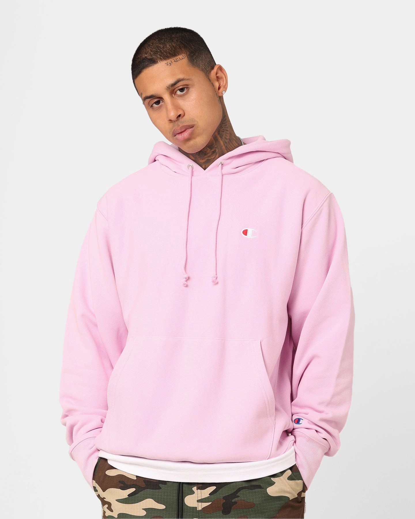quilted Champion Reverse Weave French Terry Hoodie Cotton Pink Pos