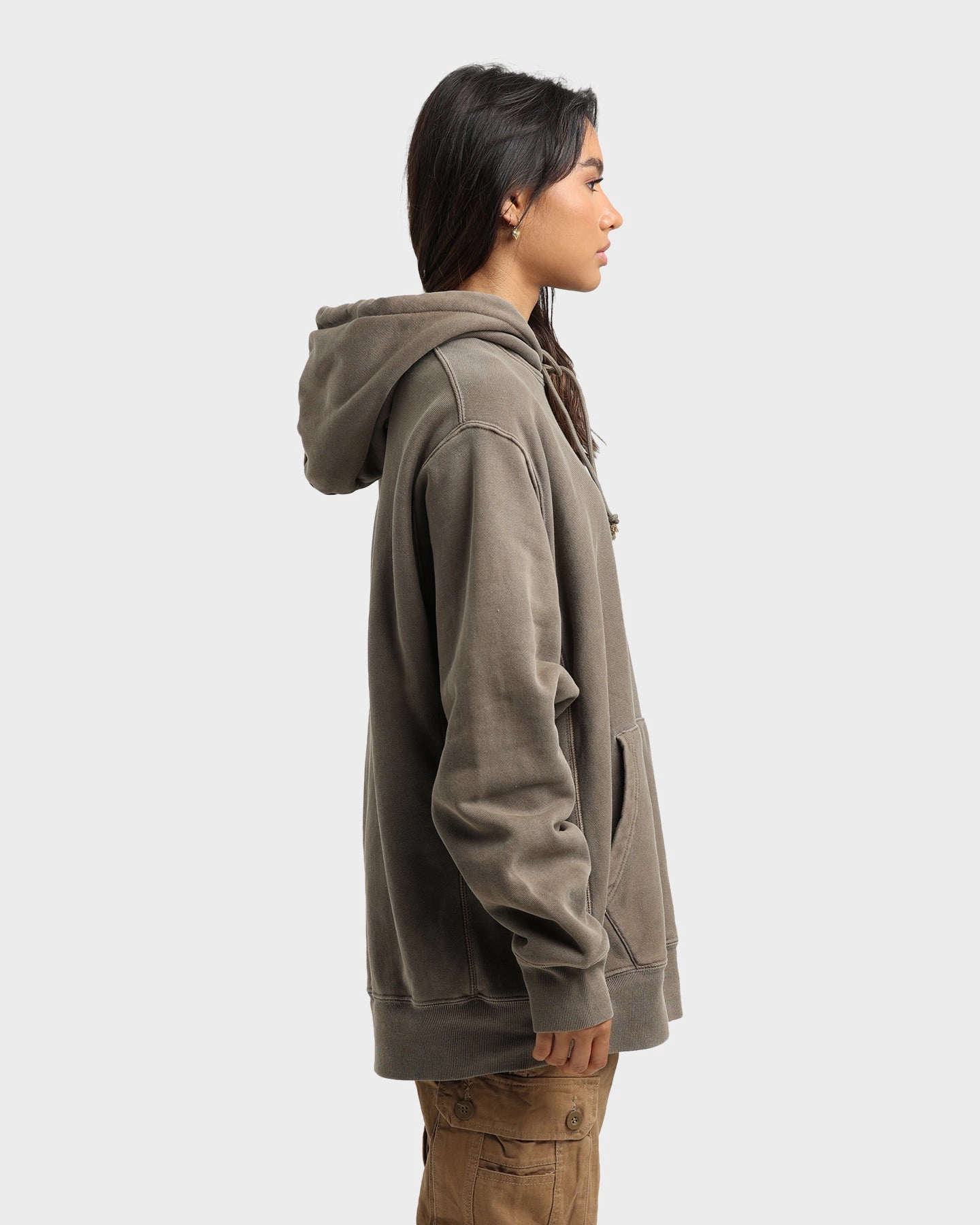 Collapsible Hood Structure Champion Reverse Weave Garm Dye Hoodie Latte Brown