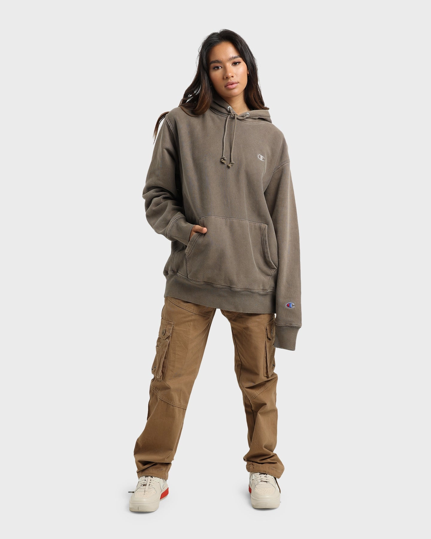 divers Champion Reverse Weave Garm Dye Hoodie Latte Brown