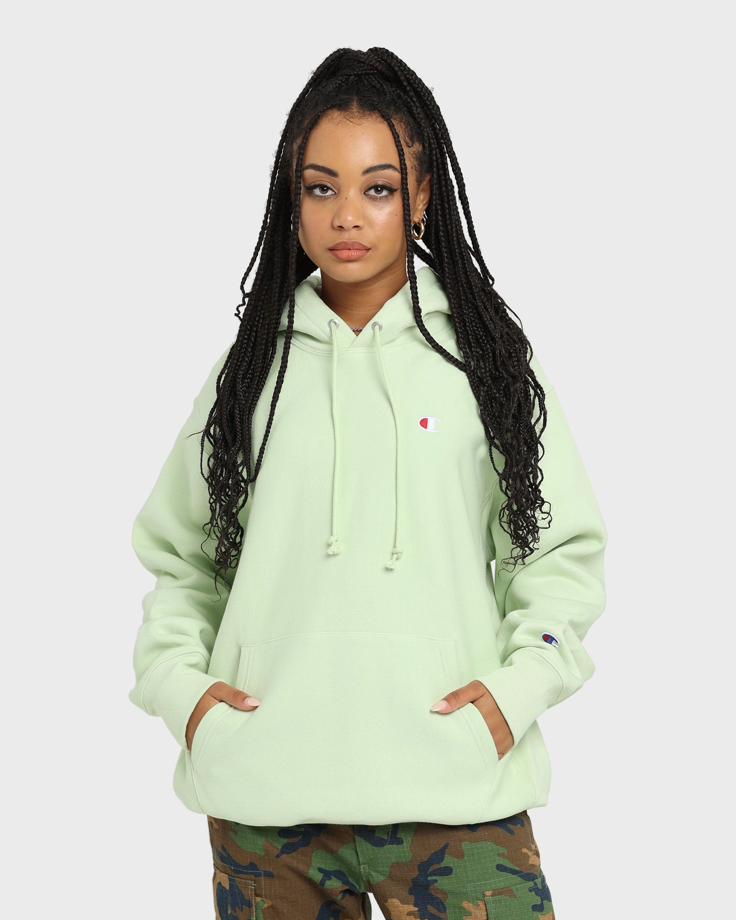 Champion Reverse Weave Small C Hoodie Mint To Green popular in Europe Stylish Insulation