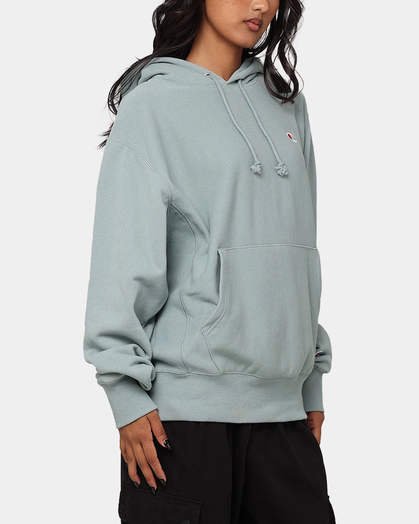 Casual Style Champion Reverse Weave Terry Hoodie Sage Shimmer Green