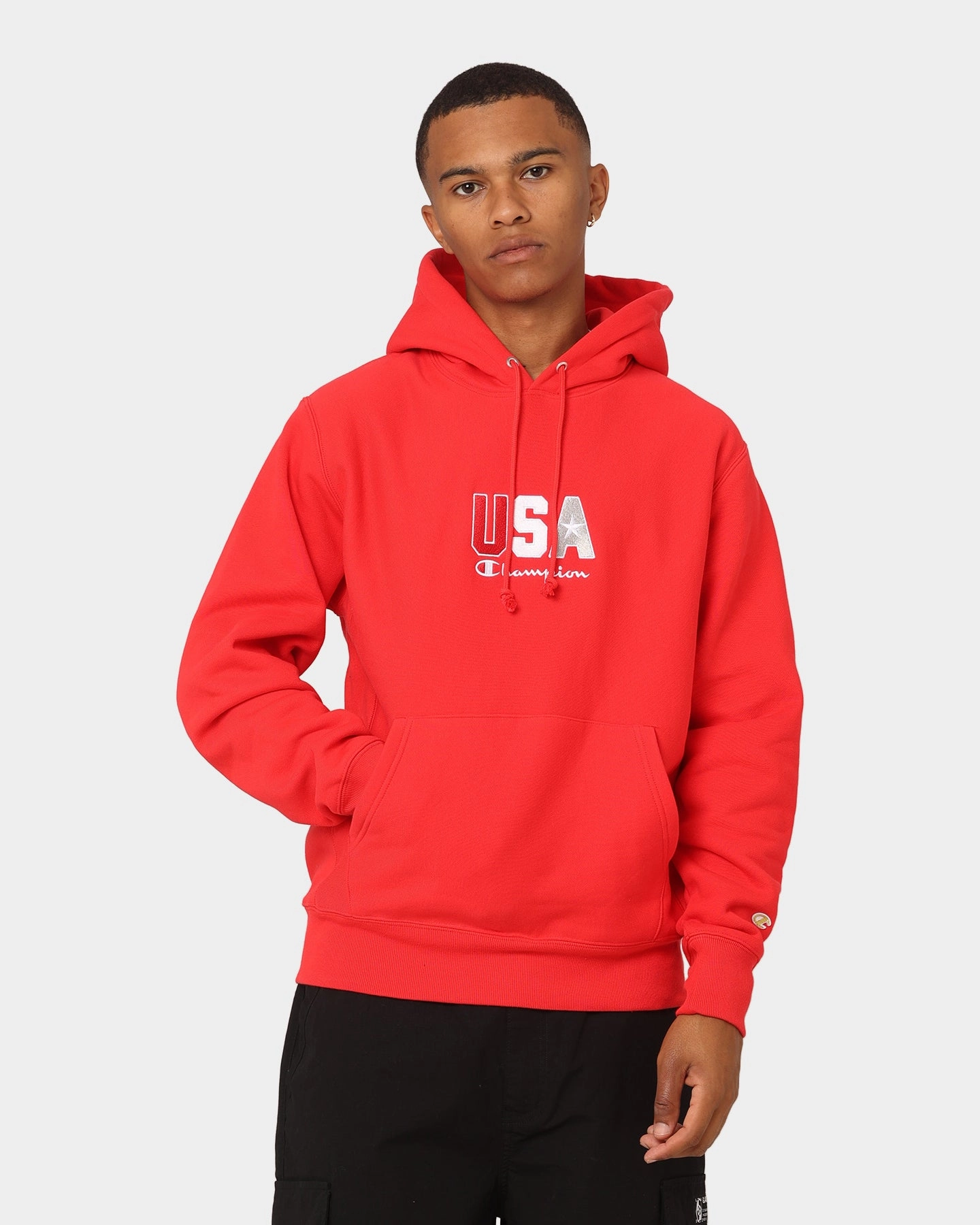 Champion Reverse Weave USA Hoodie Red Spark Csi Score