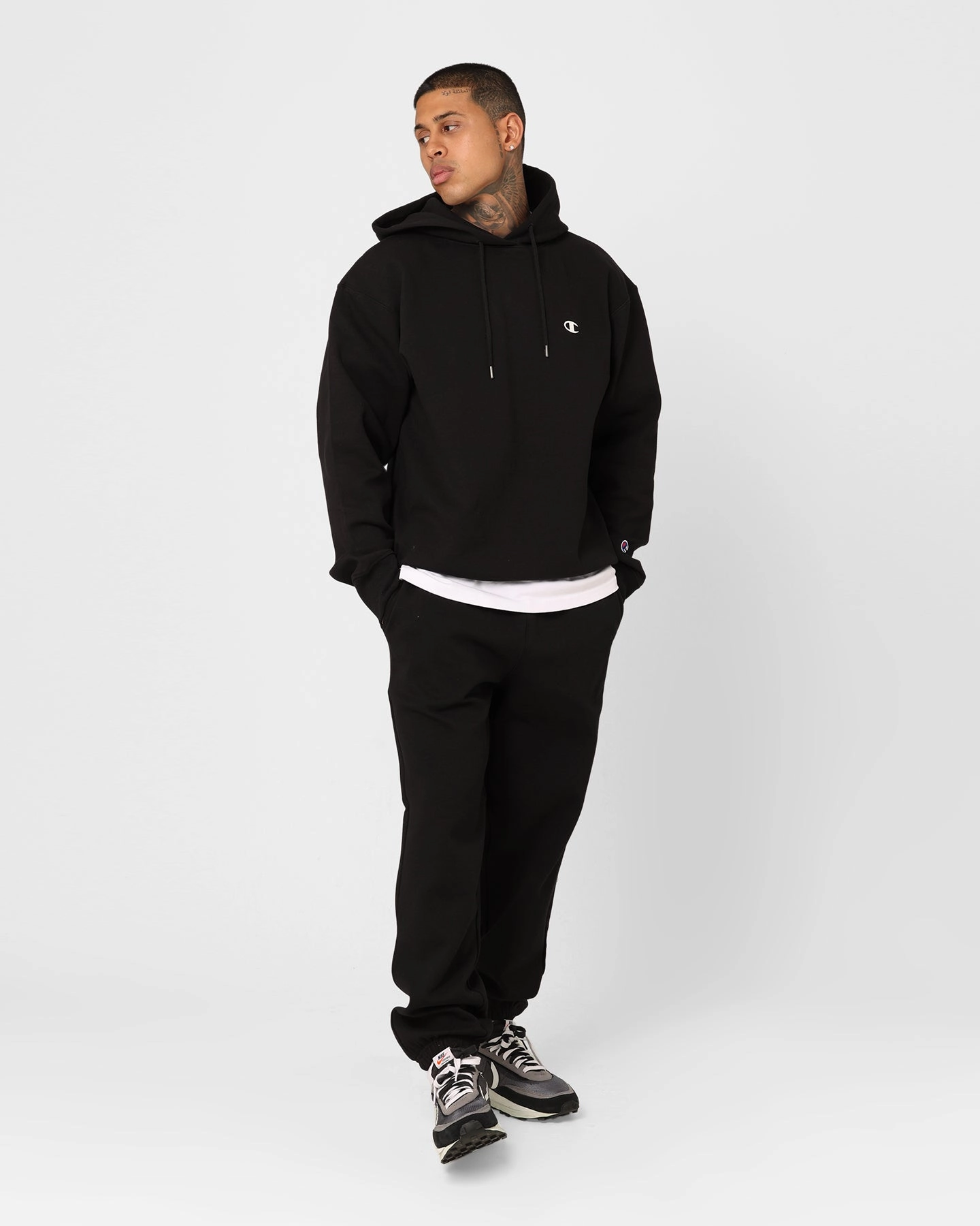 Champion Rochester Base Hoodie Black Bonded Shoulder Guards