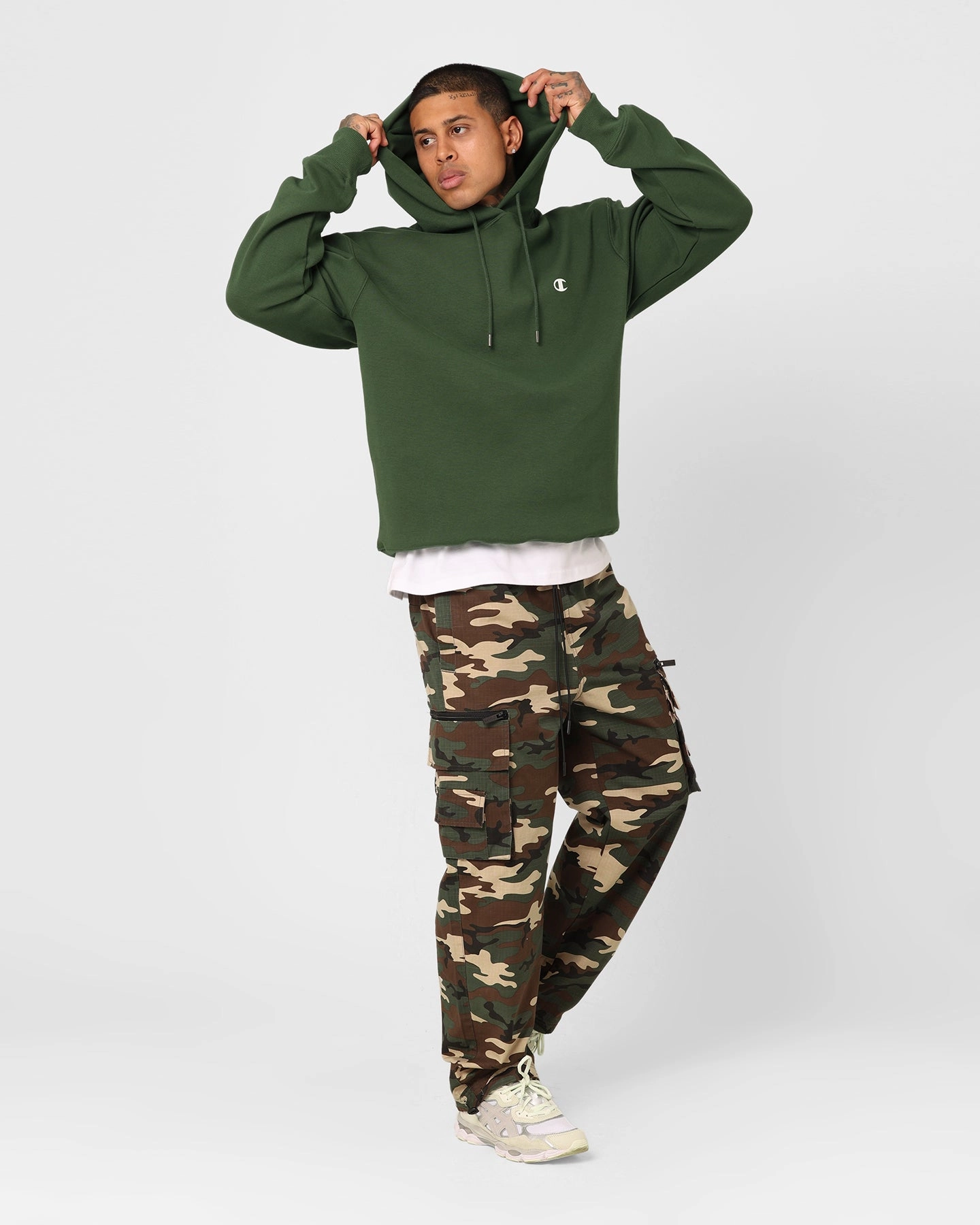 Warm and Cozy Champion Rochester Base Hoodie Jungle Range