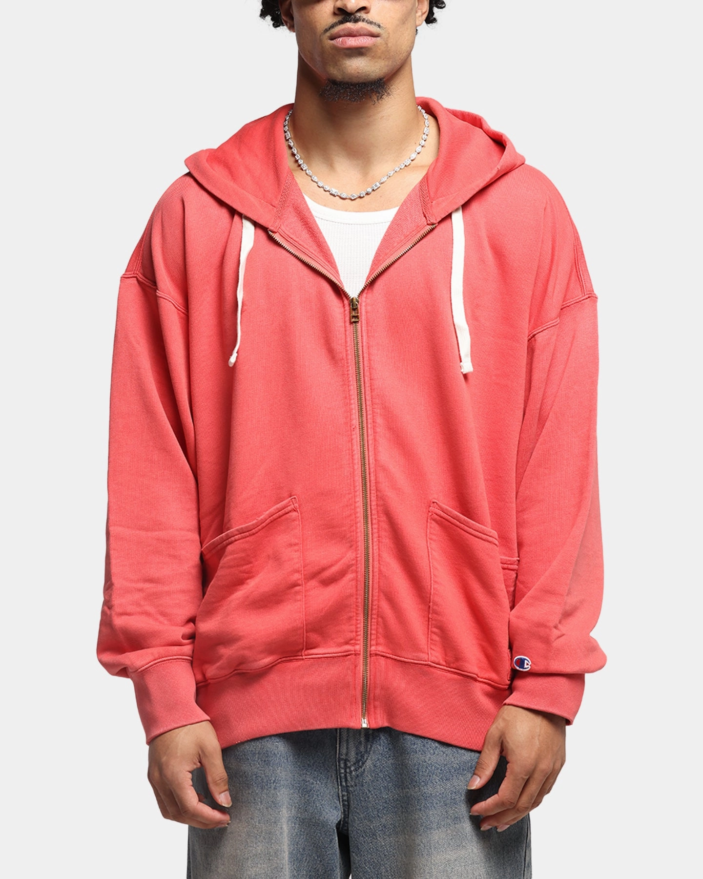 Versatile Style Cold-Weather Essential Champion Time Capsule Full Zip-Through Hoodie Red