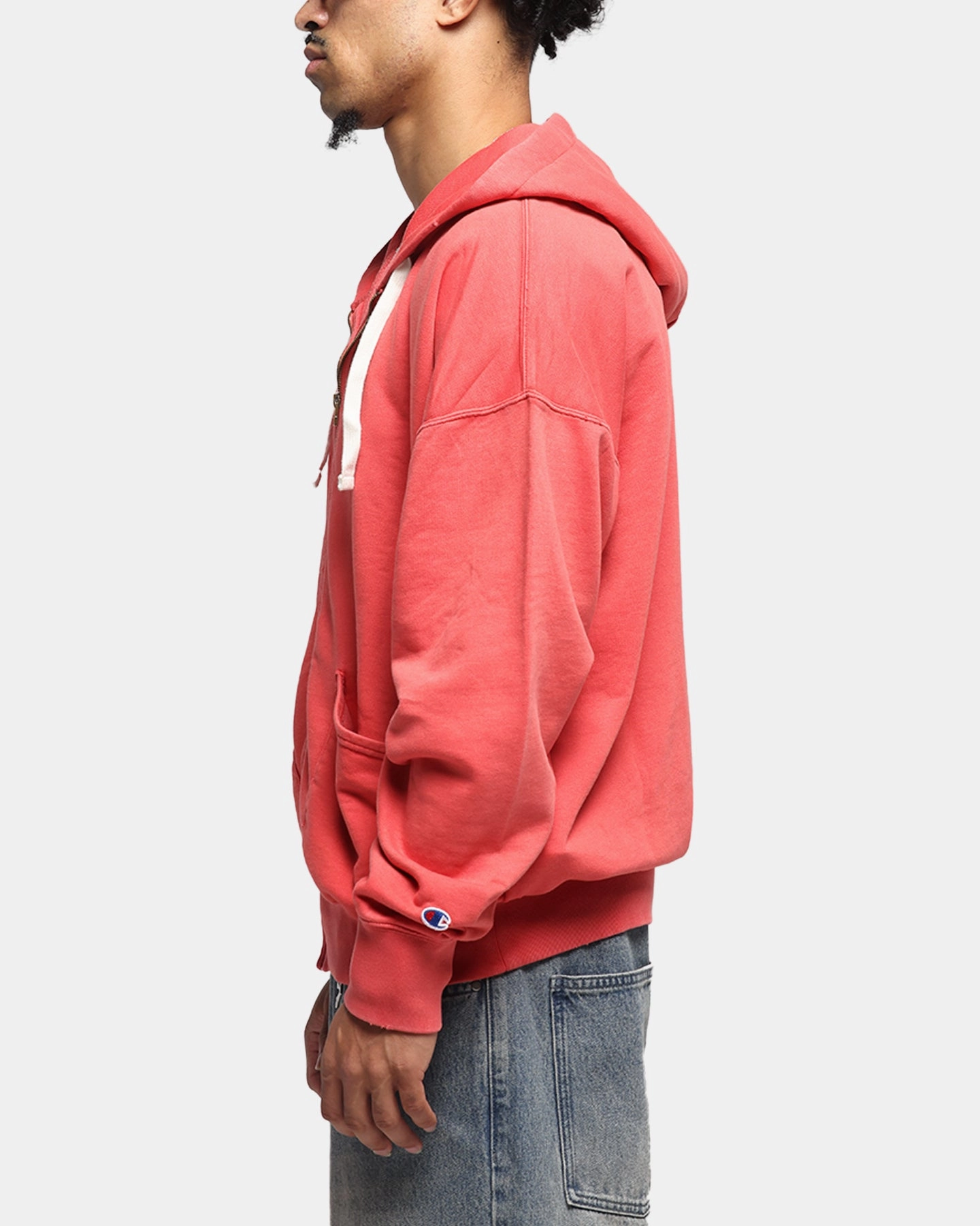 Fashionable Knit Champion Time Capsule Full Zip-Through Hoodie Red
