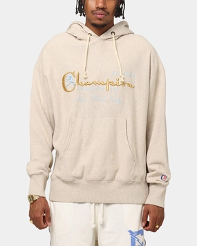 Champion Vintage Logo Sweatshirt Hoodie Oatmeal Heather Nursing wear
