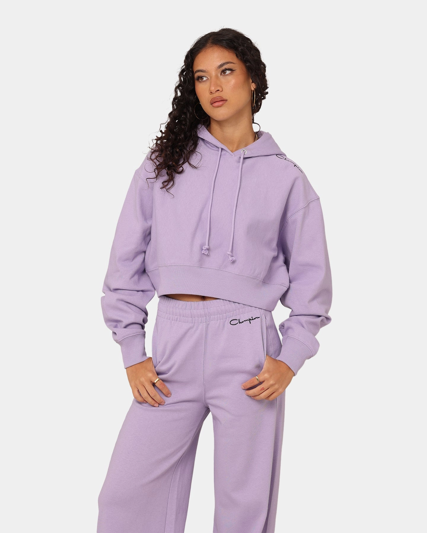 Champion Women's Jersey Cinch Hoodie Lavender U62 Cs waiters