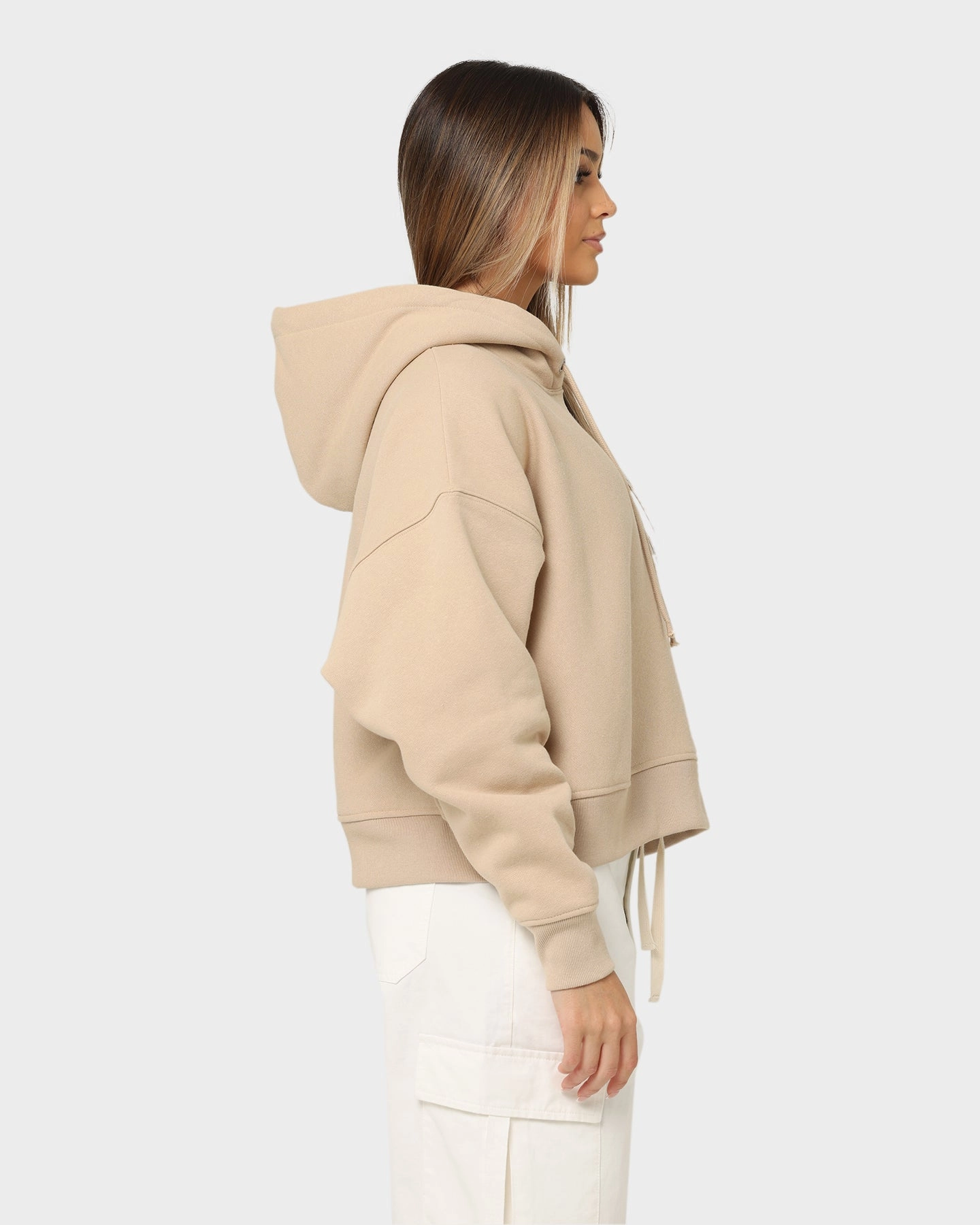 Champion Women's Reverse Weave Level Up Hoodie Cafe Latte Sustainable city break