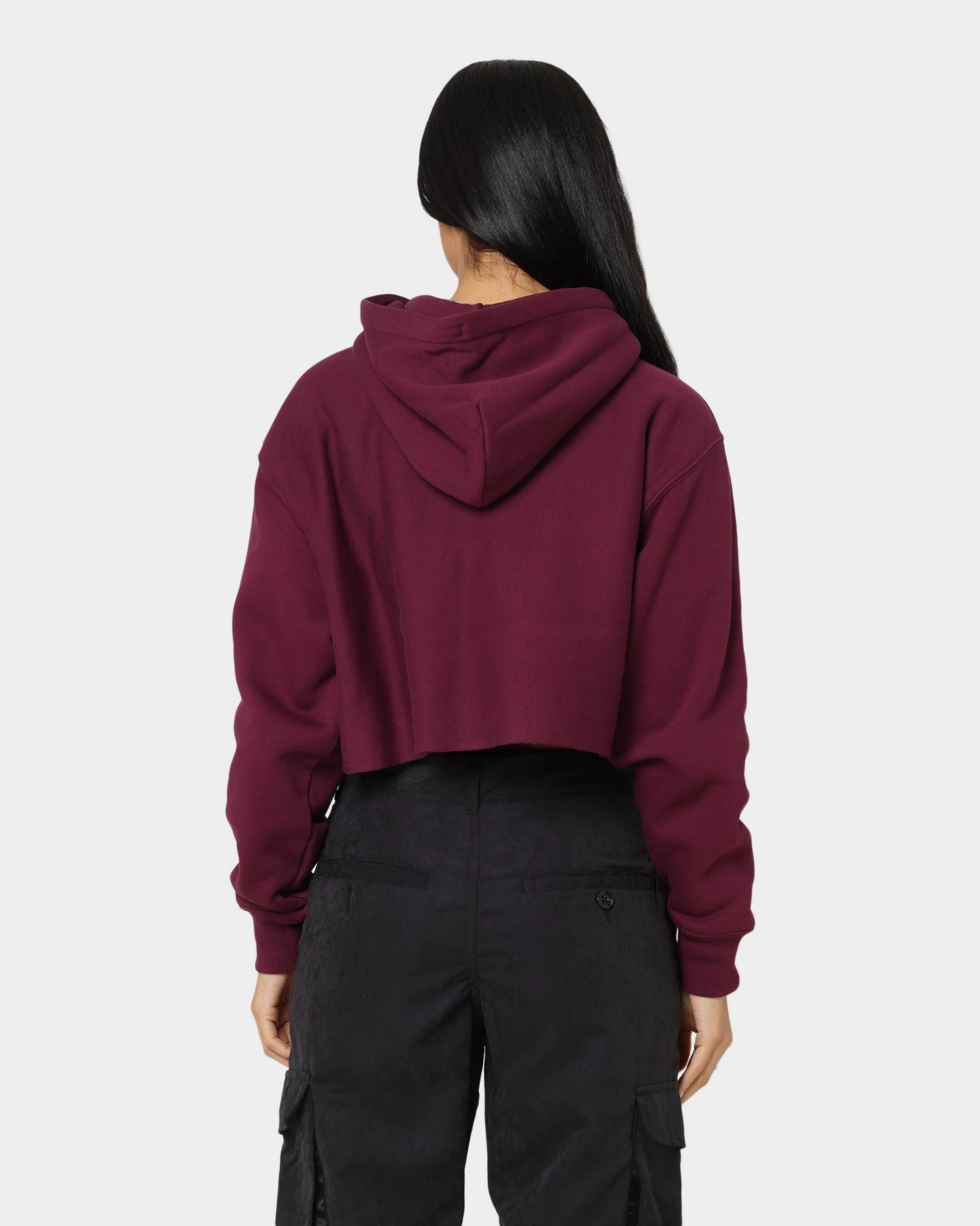 Champion Women's Reverse Weave Tonal Crop Hoodie Dark Berry Purple Dive Purse