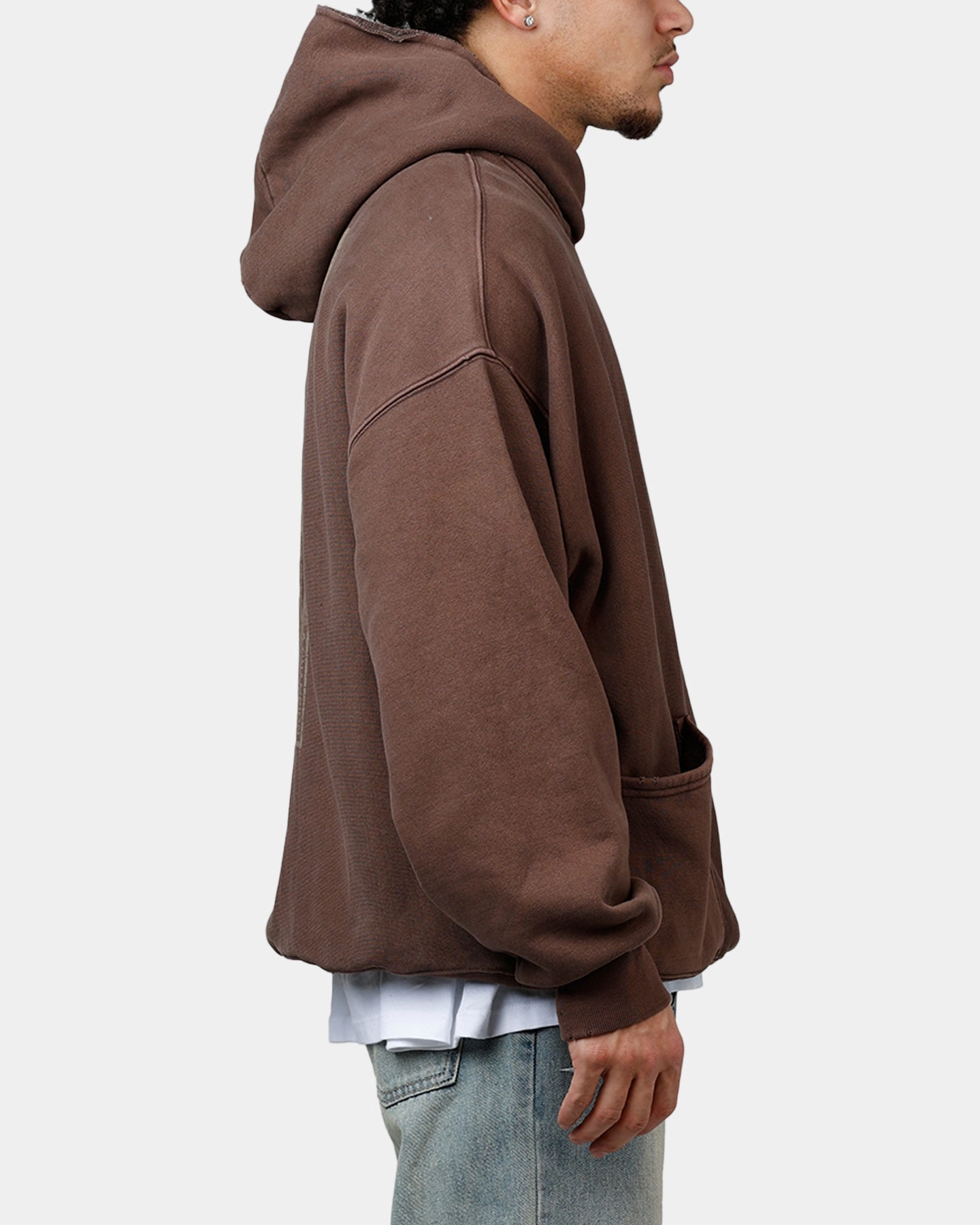 Patterned Layering Compatible Champion XXL Hoodie Chocolate