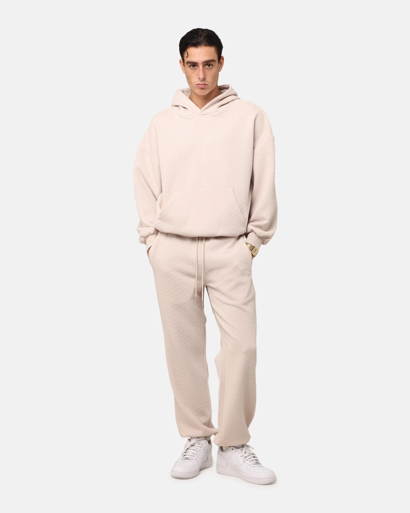 XXIII Pebble Textured Hoodie Stone Unisex Eco Certified Cotton Blend