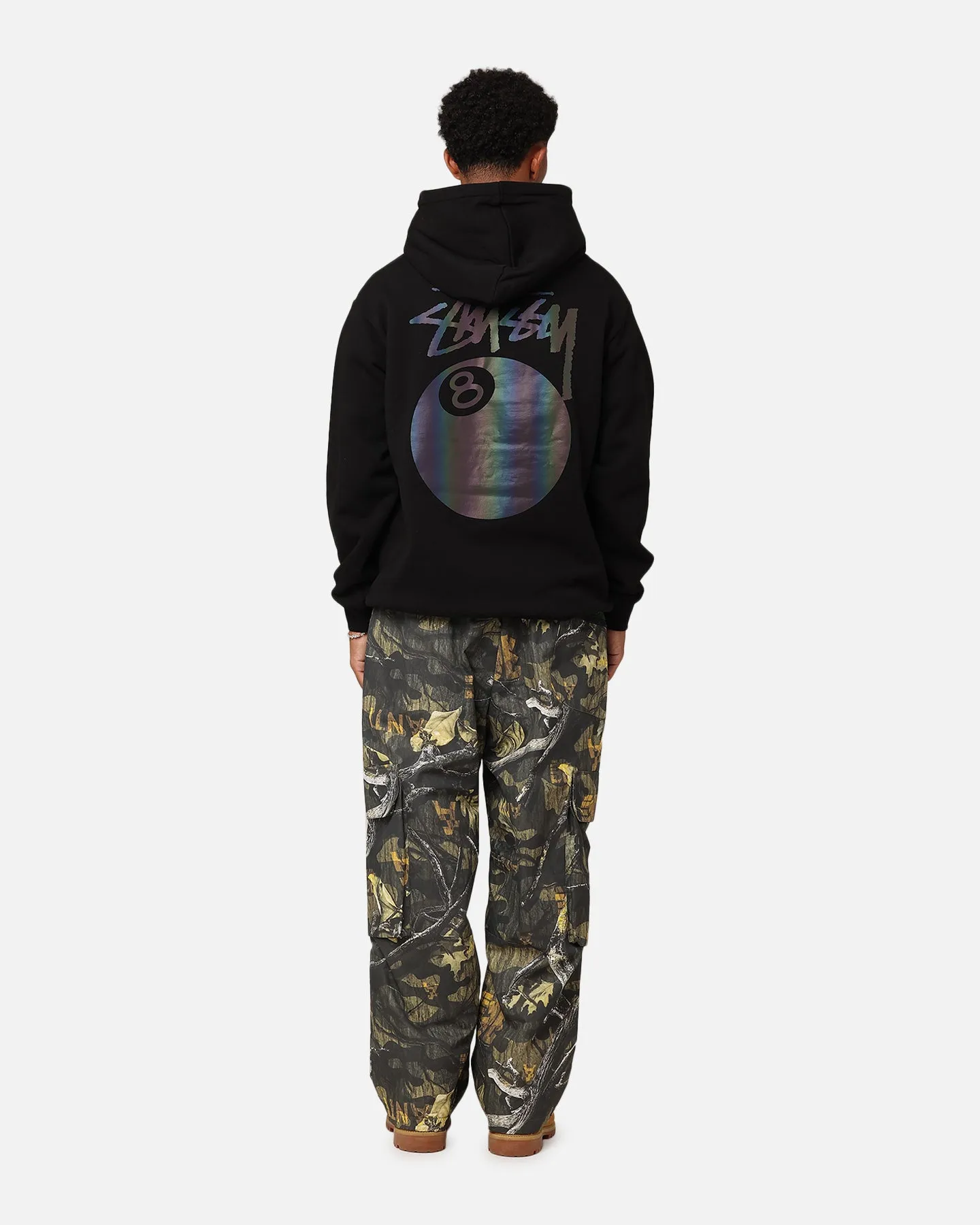 Stussy UV 8 Ball Fleece Hoodie Black Light Reflective Logos Maximize
