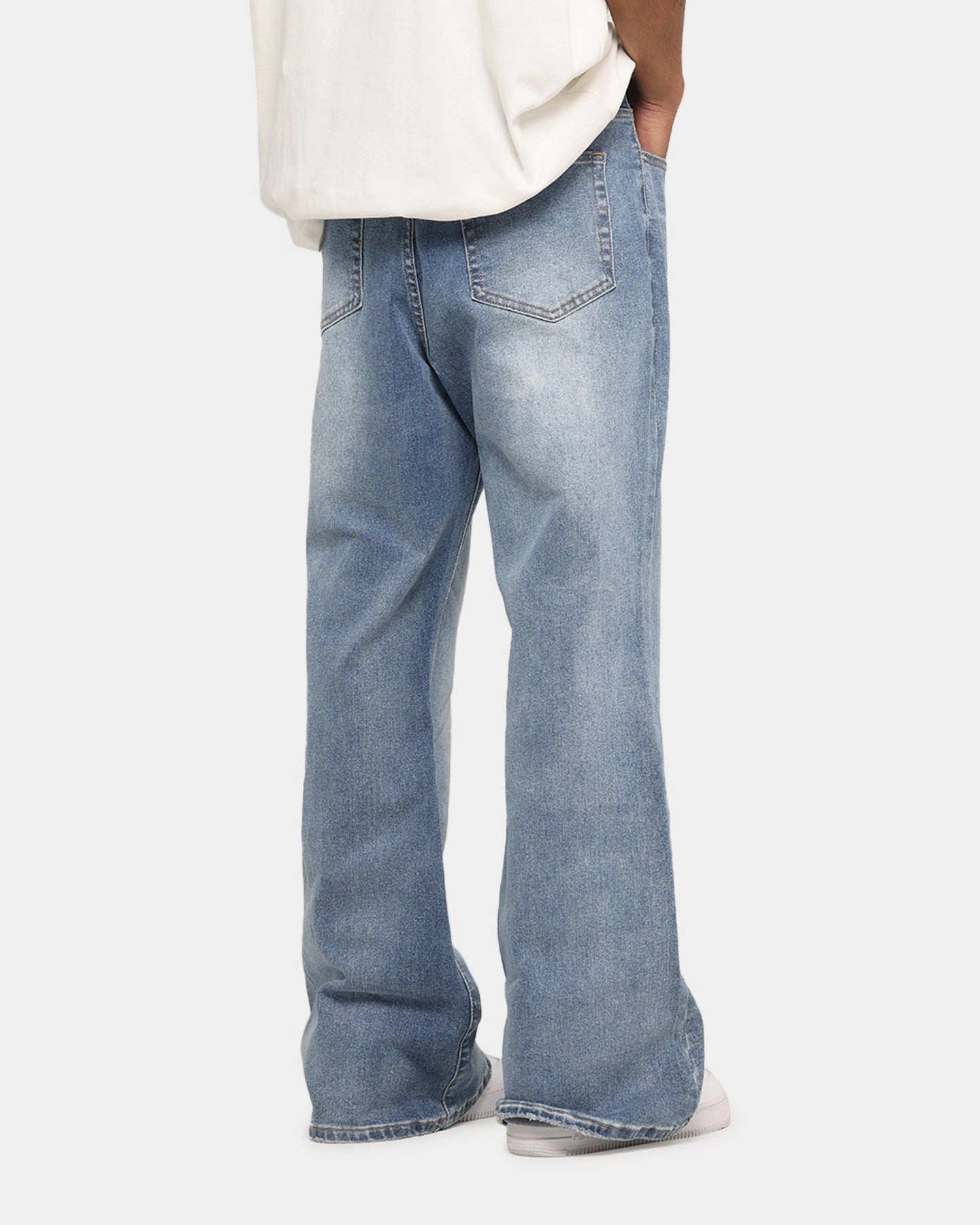 XXIII Game Play Flared Jeans Blue Denim Textured Bold Outfit Mix