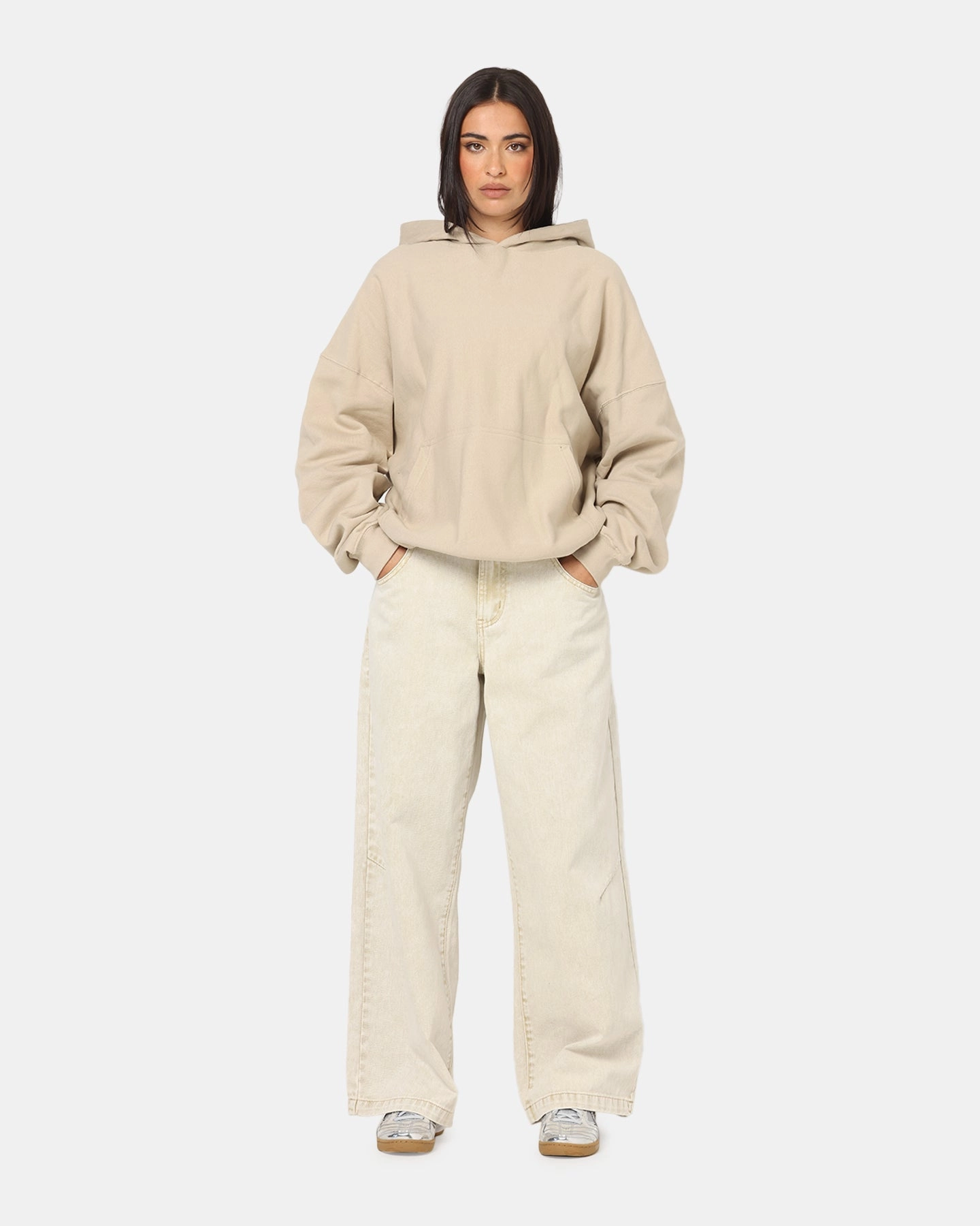 Relaxed Look Athleisure Look Culture Kings Oversized Hoodie Stone