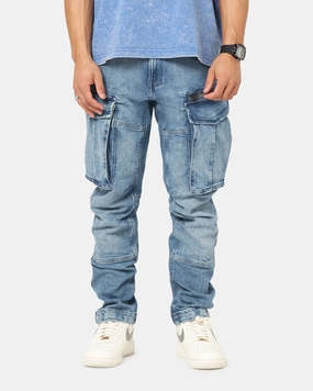 G-Star Rovic Zip 3D Tapered Denim Jeans Faded Blue Durable Rivet Hardware