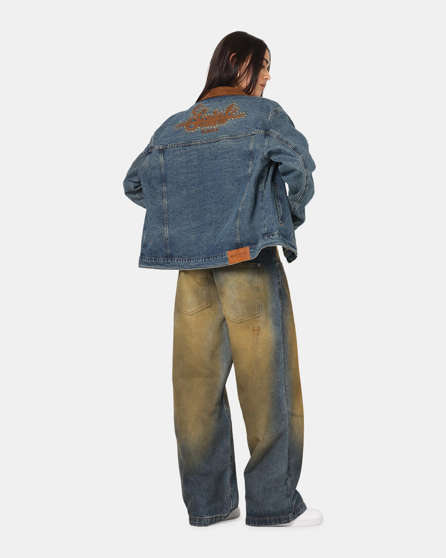 Express Flex Stretch Material Saint Morta Rodeo Drive Denim Jacket Dirty Blue